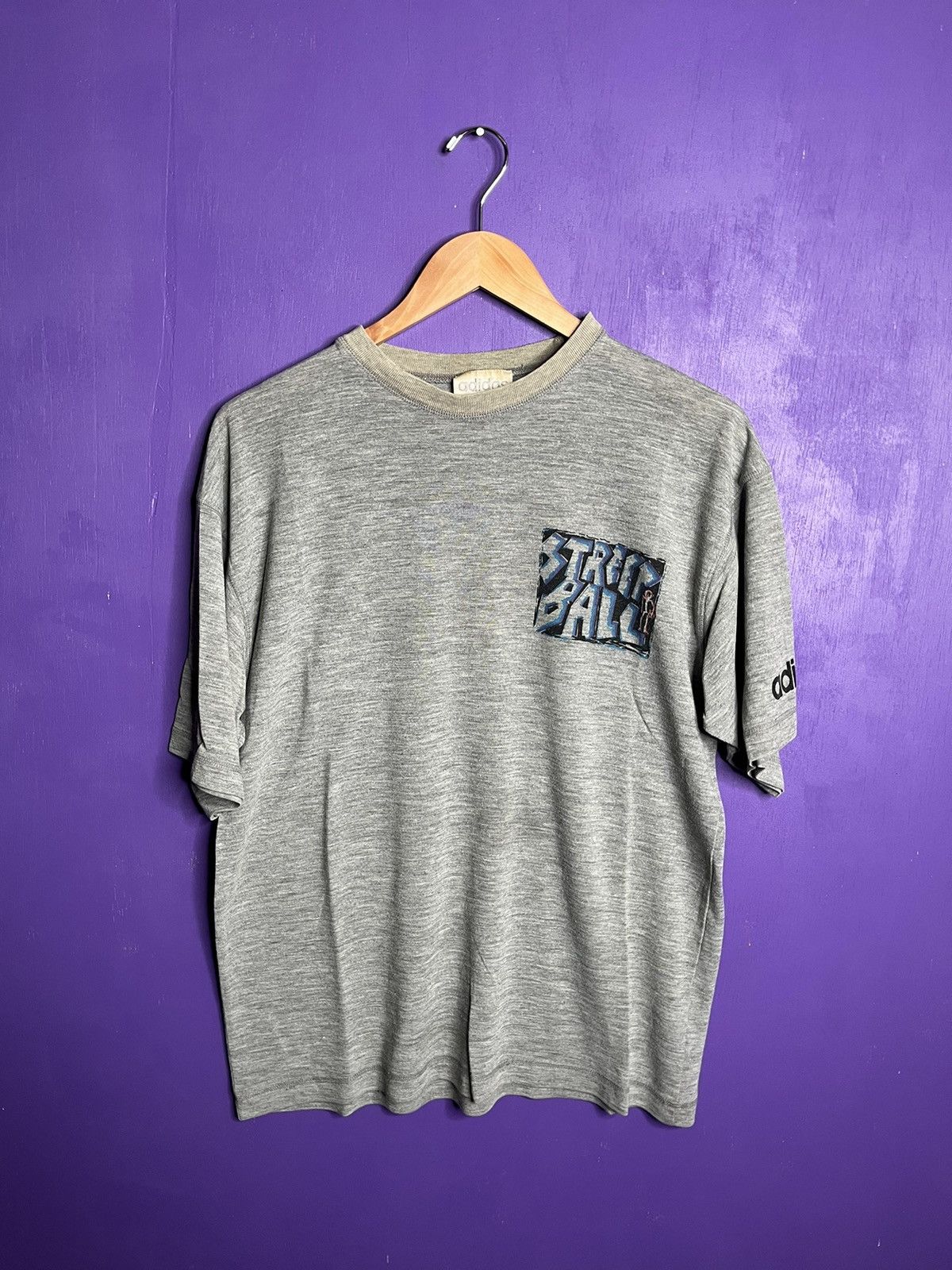 Vintage 80s Adidas street ball big back logo t-shirt