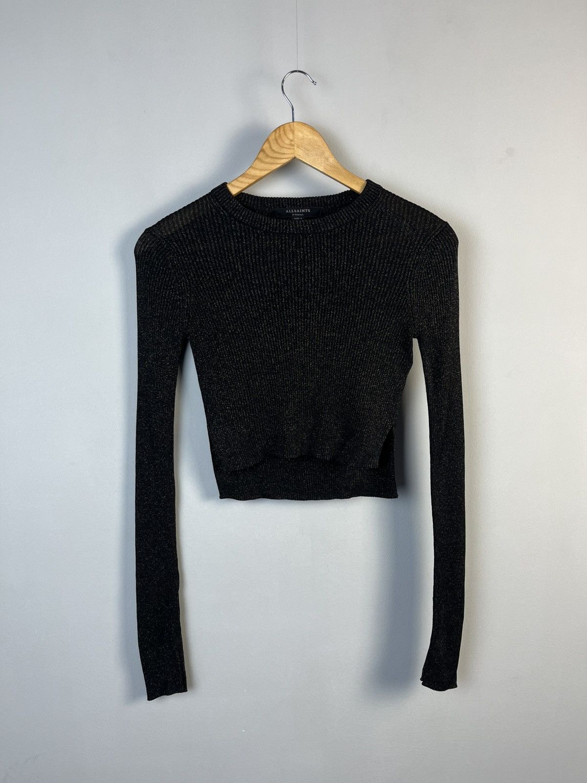 Allsaints Allsaints Shine Viscose Long Sleeve Crop Top Size XS / US 0-2 / IT 36-38 - 1 Thumbnail