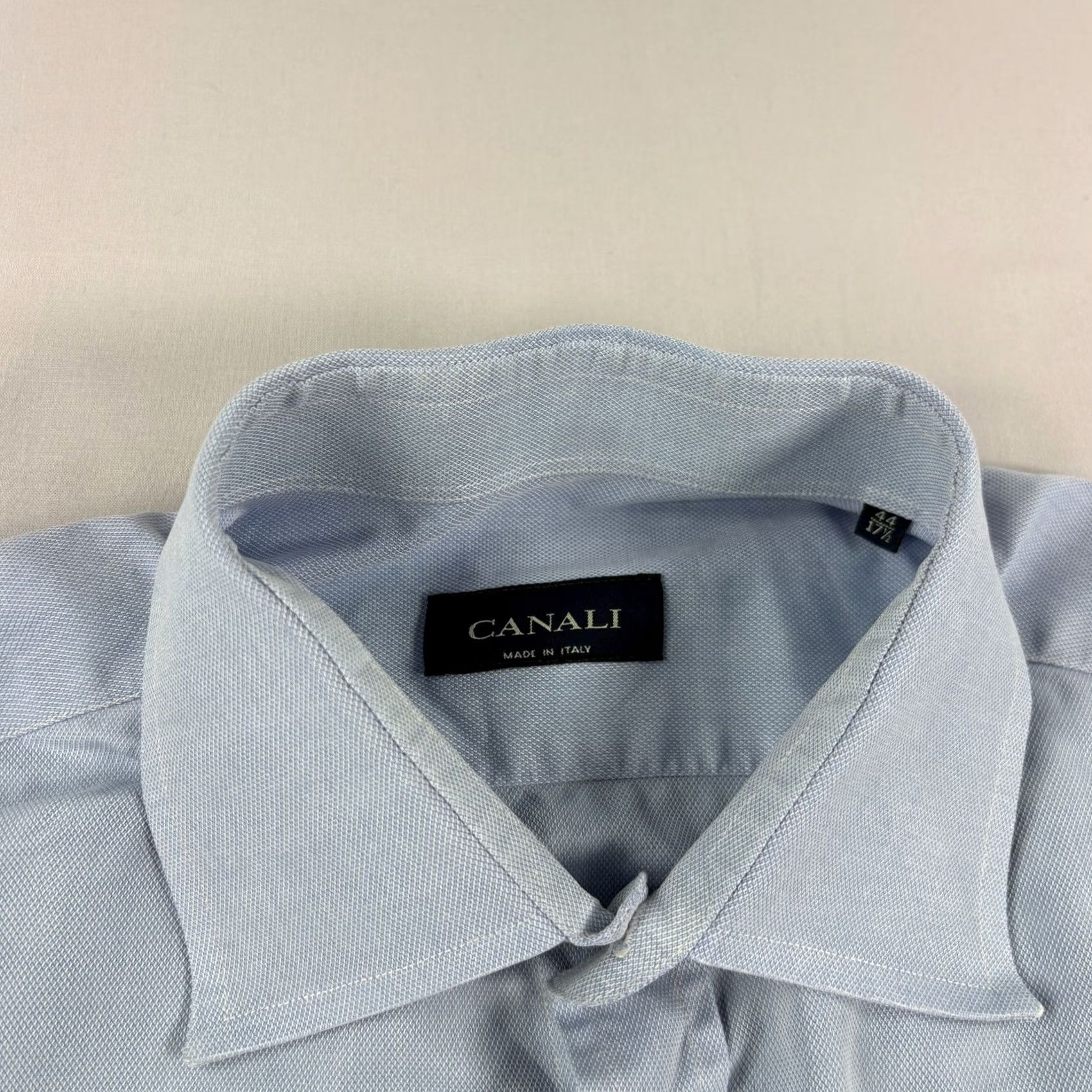 Canali Canali Shirt Mens 44 17.5 Blue Button Up Long Sleeve Formal Casual Italy Made Size 48R - 4 Thumbnail