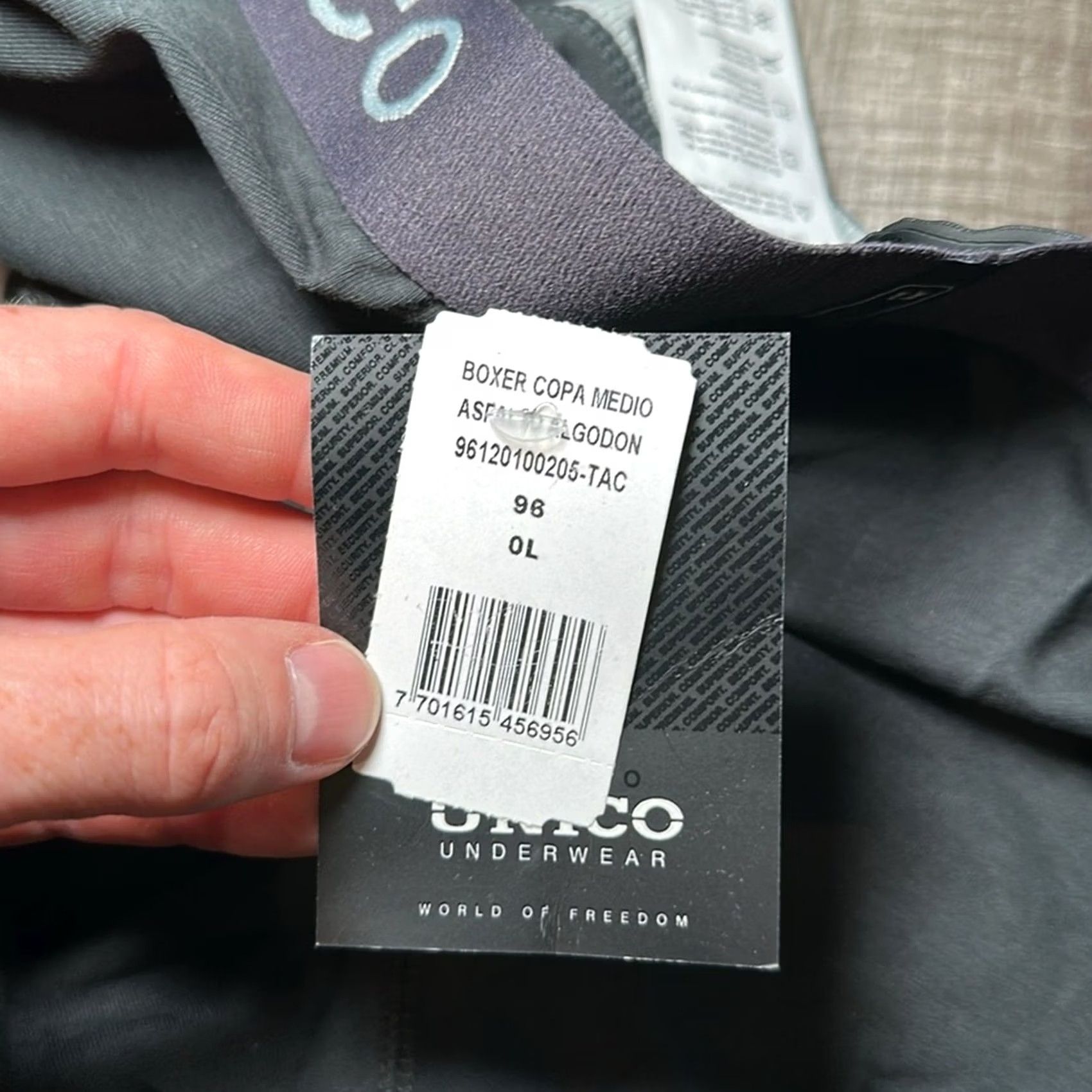 Vintage Unico Boxer Brief Copa Medio Asfalto Algodon Black Large Boxer Brief Men L Regular Underwear NWT Size 42R - 4 Thumbnail