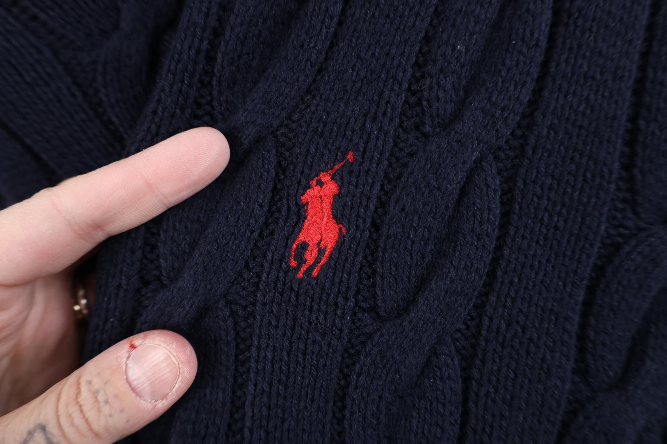 Polo Ralph Lauren Vintage 90s Ralph Lauren Chunky Cable Knit Sweater Blue Size XL / US 12-14 / IT 48-50 - 4 Thumbnail
