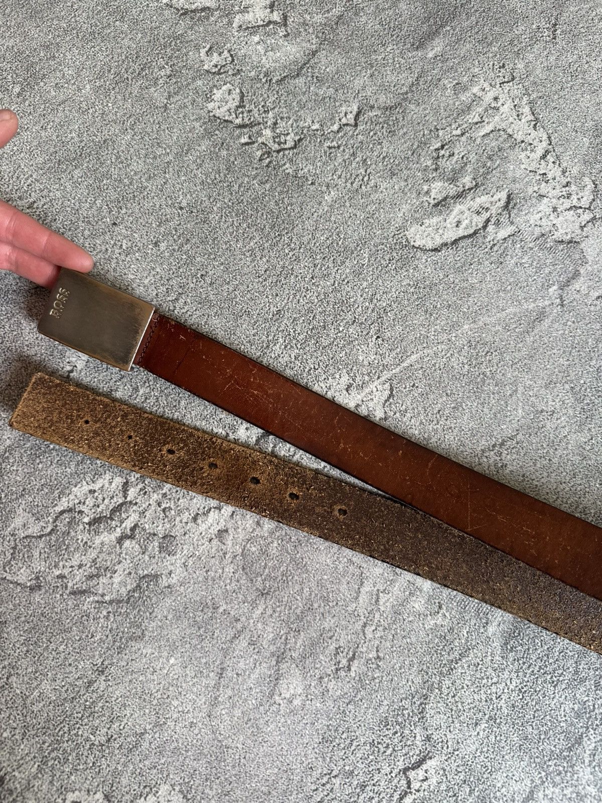 Hugo Boss Hugo boss brown leather belt retro vintage metal logo casual Size ONE SIZE - 5 Thumbnail