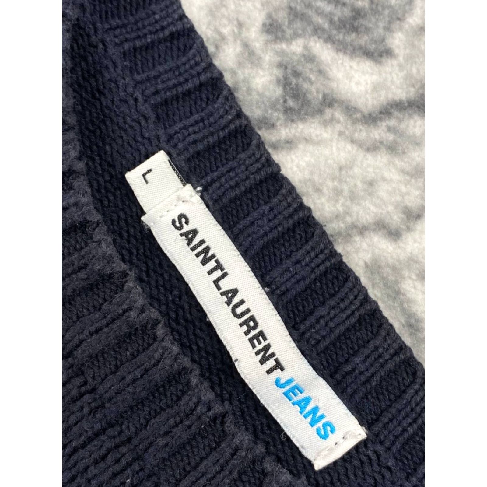 Yves Saint Laurent VINTAGE Saint Laurent Jeans Knitted Sweater Men L Blue Crew Neck Long Sleeve Pullover Size US L / EU 52-54 / 3 - 6 Thumbnail