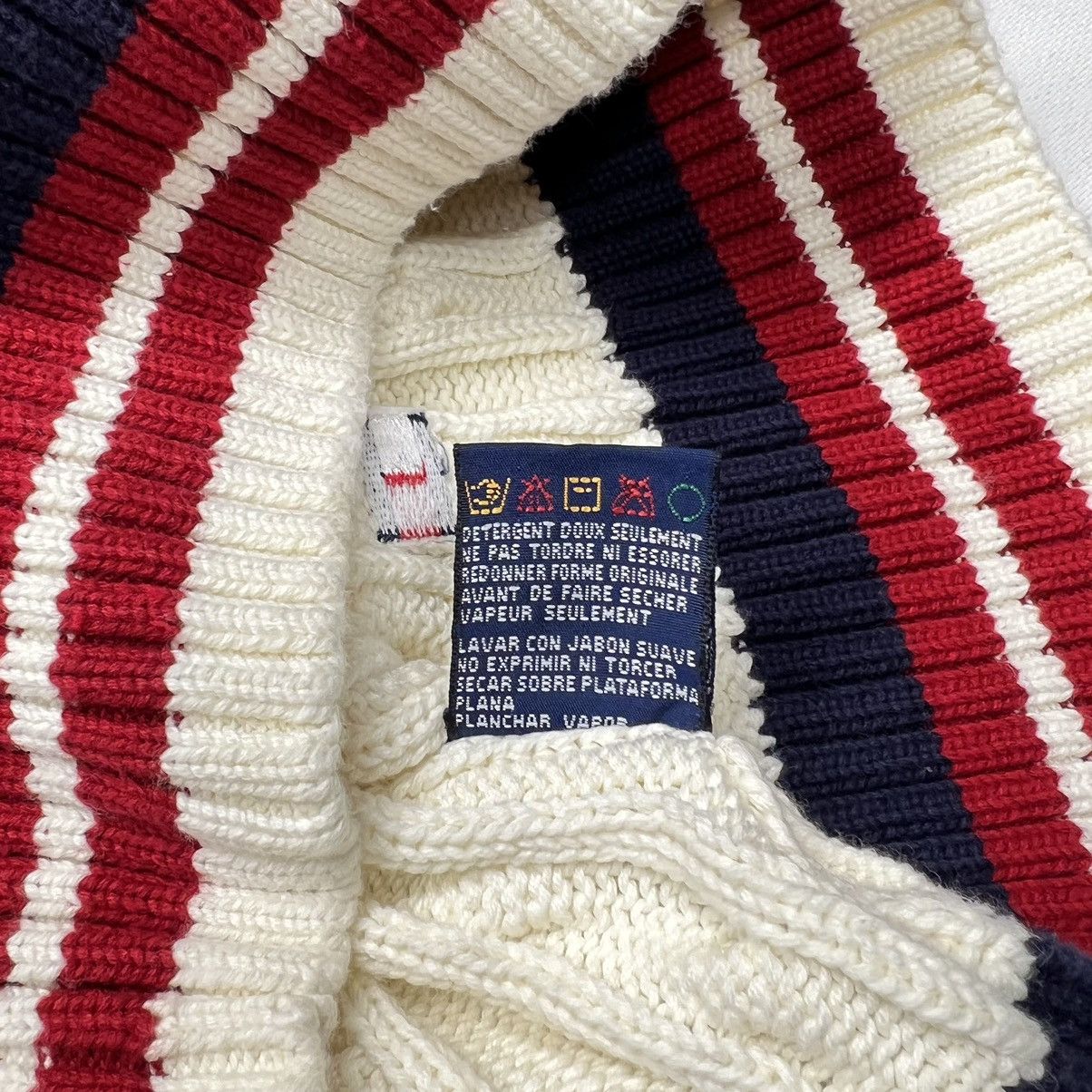 Tommy Hilfiger × Vintage VTG Tommy Hilfiger Sweater Vest White V-Neck Cable Knit Y2K Size US M / EU 48-50 / 2 - 10 Thumbnail