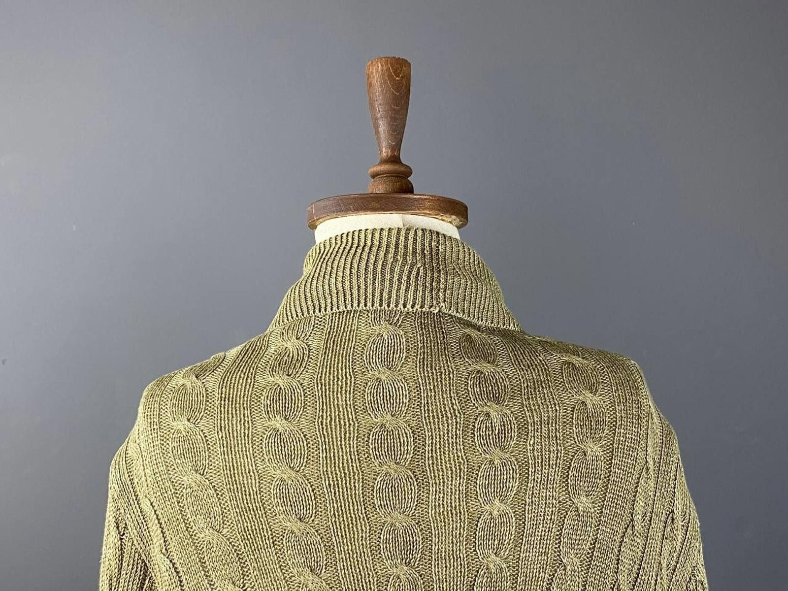 Lauren Ralph Lauren Ralph Lauren Khaki Linen Cable Knit Cardigan Sweater Size M Size M / US 6-8 / IT 42-44 - 7 Thumbnail