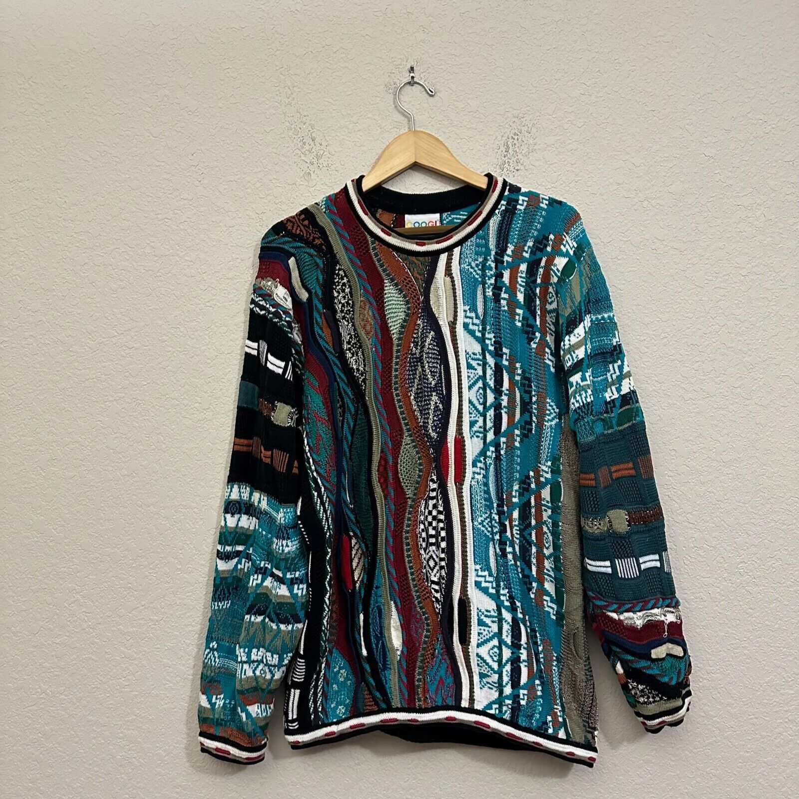 Vintage Coogi Australia Biggie Cosby 3D 2024 Knit Cable Sweater