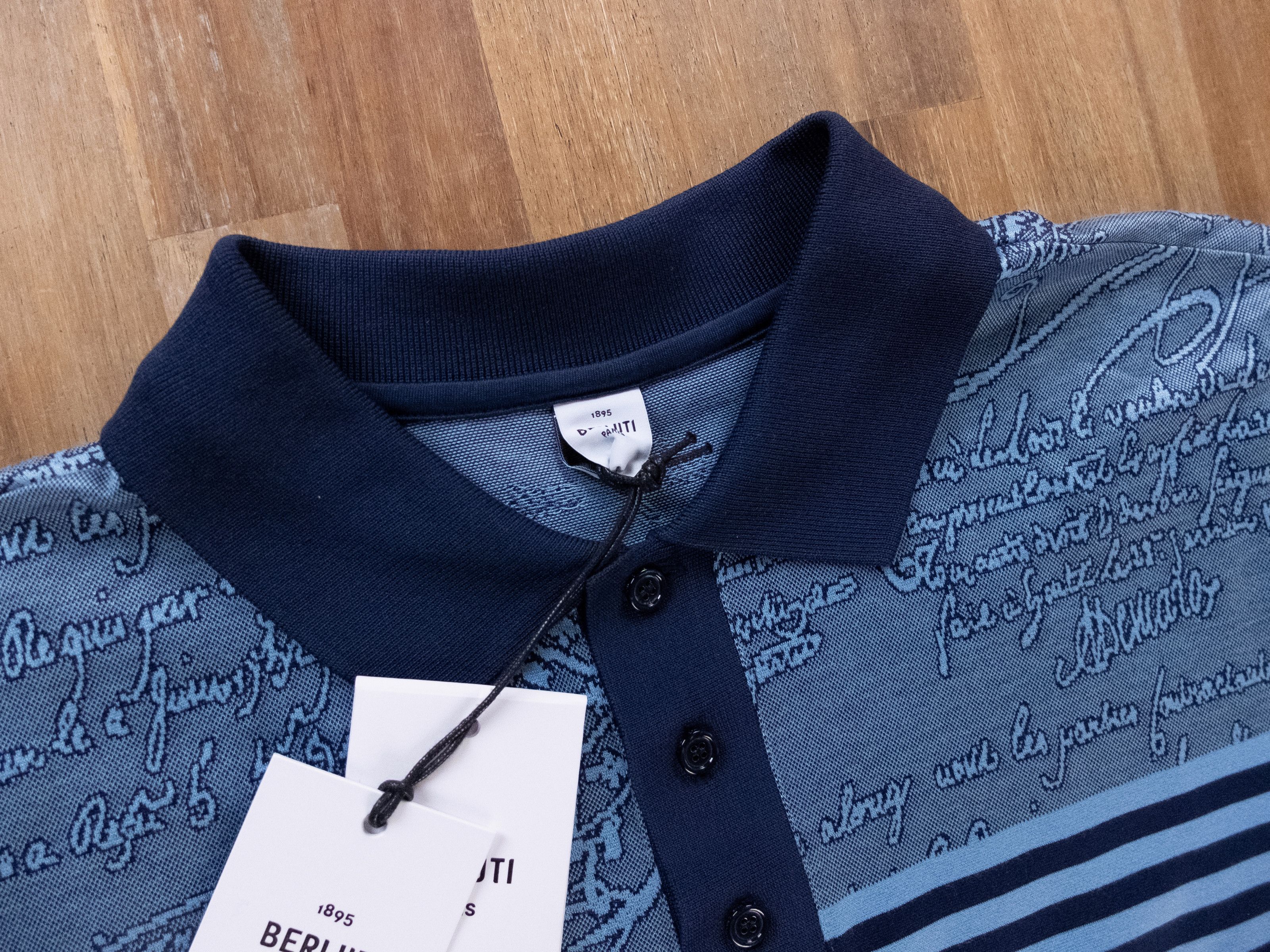 Berluti BERLUTI Striped Scritto blue majorelle cotton polo shirt M Size US M / EU 48-50 / 2 - 6 Thumbnail
