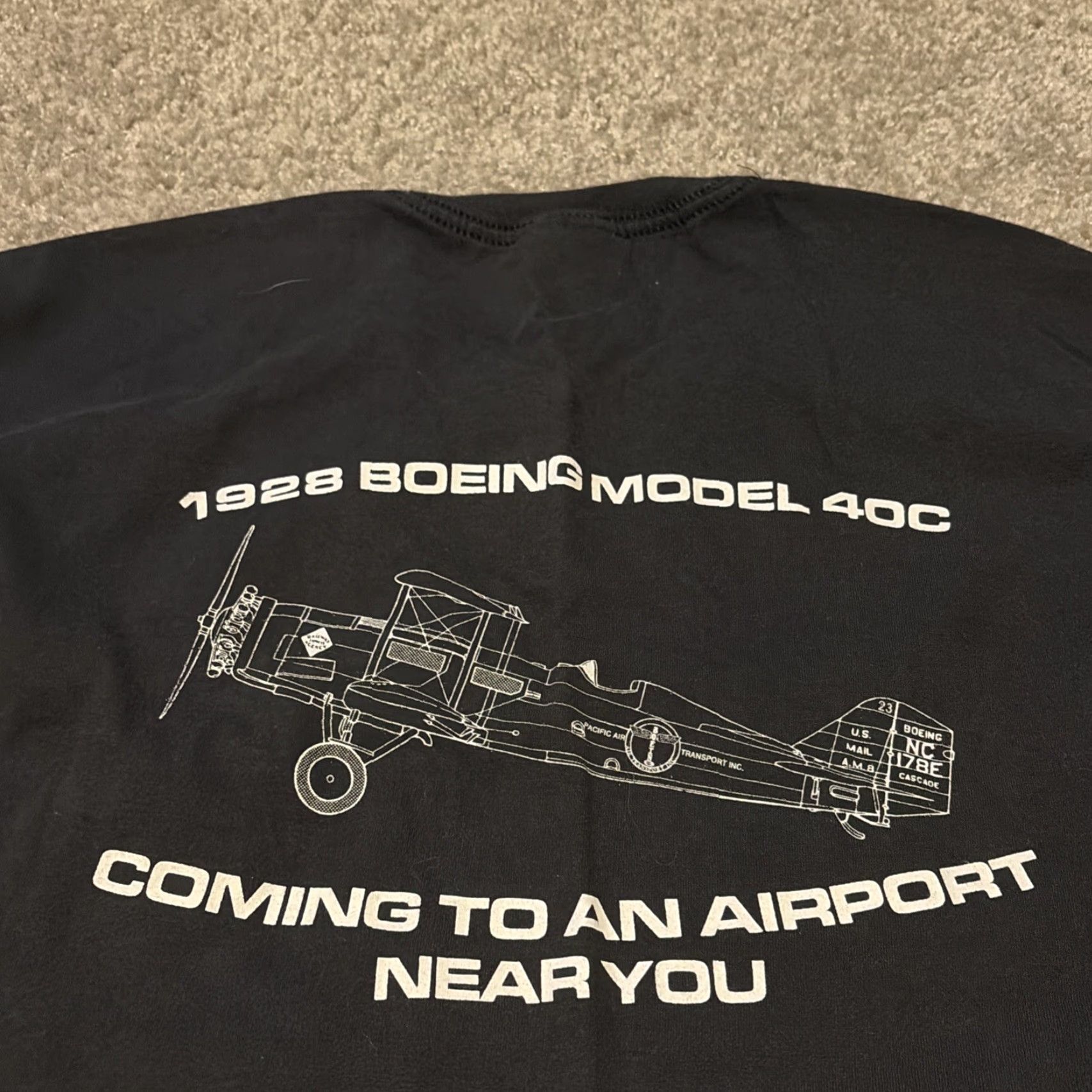 Vintage VINTAGE Boeing T-Shirt 90s XL Black Mens Airplane Aircraft Model 40c 1928 Size US XL / EU 56 / 4 - 3 Thumbnail