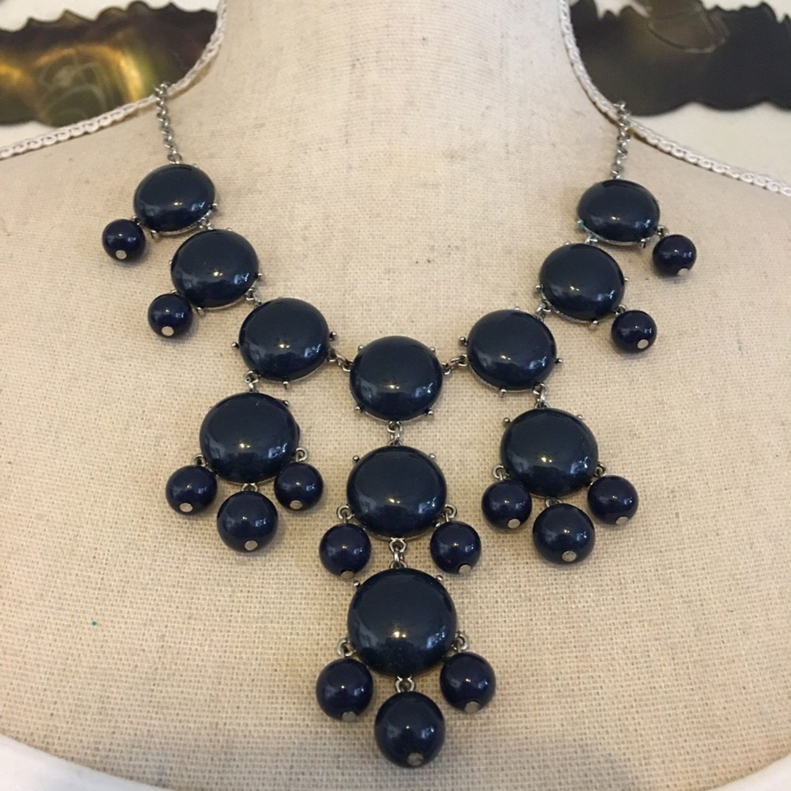 Jewelry Modern navy beaded chandelier style necklace Size ONE SIZE - 1 Thumbnail