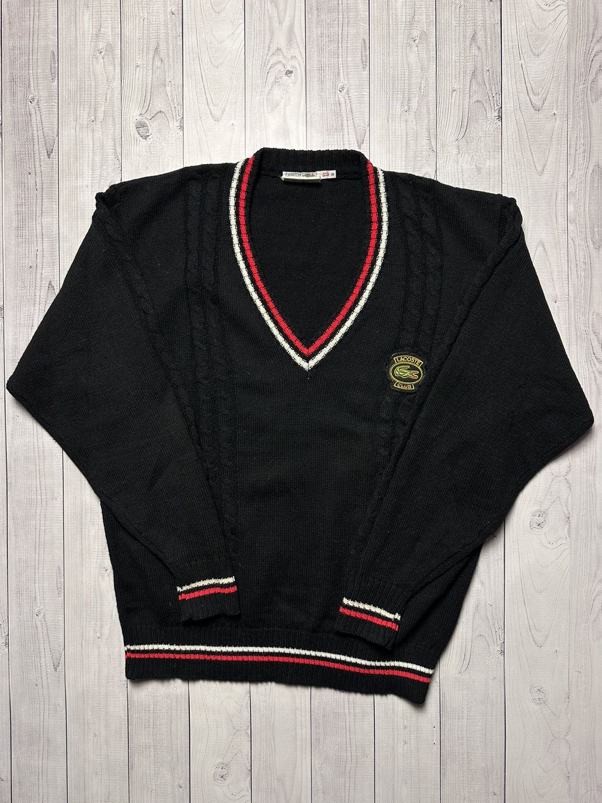 Lacoste × Vintage Vintage Lacoste sweater V-Neck knitted logo size XL rare Size US XL / EU 56 / 4 - 1 Thumbnail