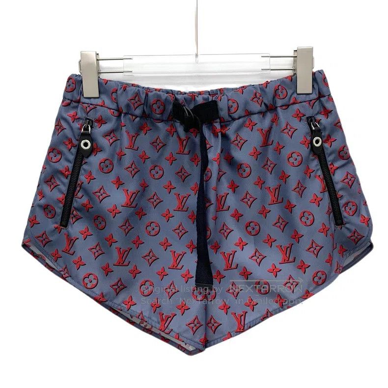 Louis Vuitton 23 color-block logo full print shorts