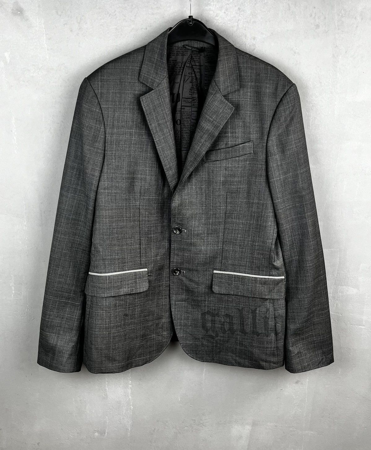 John Galliano John Galliano Printed Grey Blazer Size 50R - 12 Thumbnail