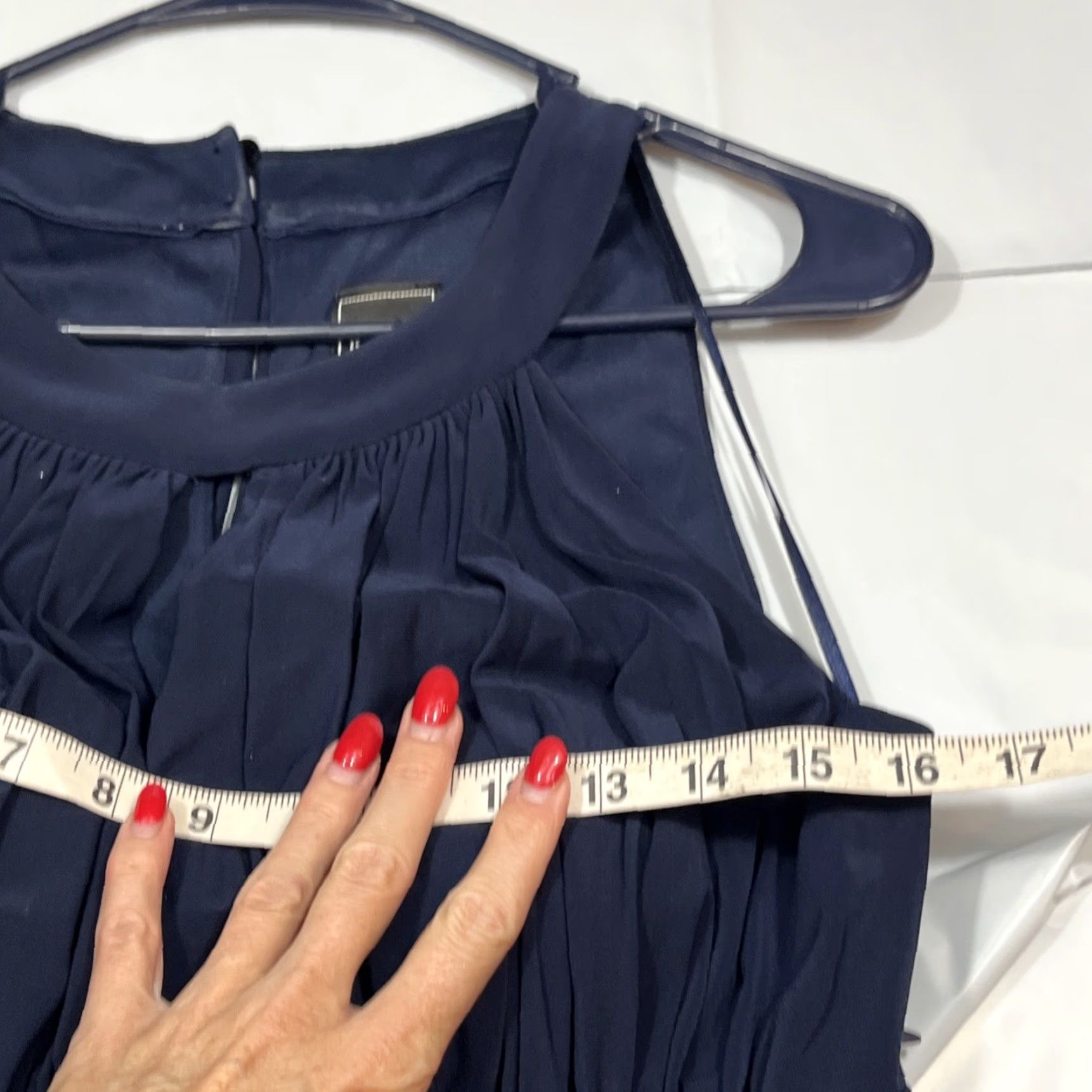 Vintage VINTAGE Nightway NAVY BLUE ruched HALTER Maxi Dress, Long GOWN Stretchy Women’s Size 12 Size XL / US 12-14 / IT 48-50 - 3 Thumbnail