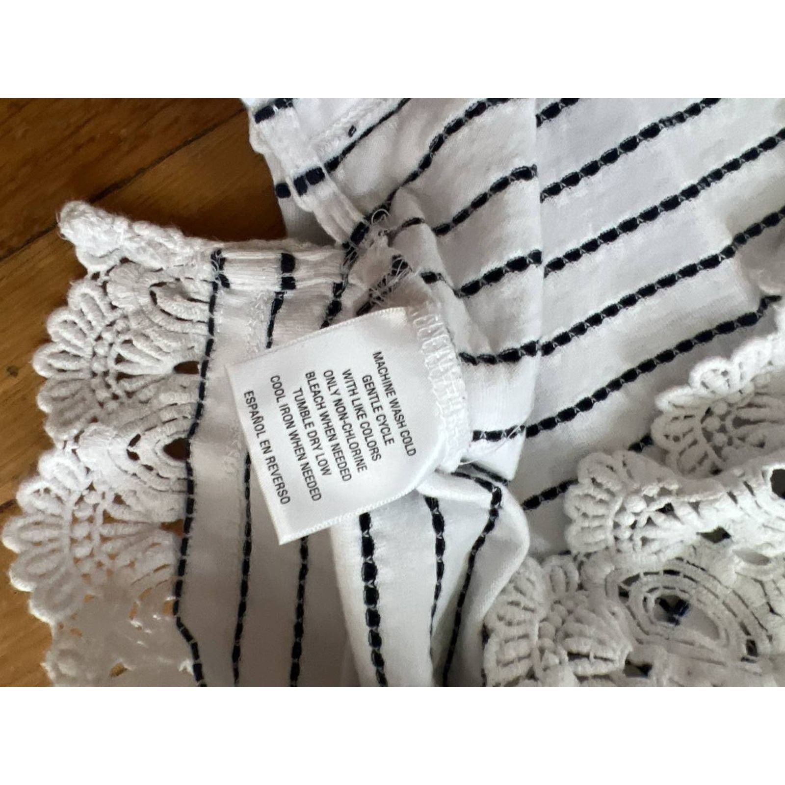 & Other Stories Charter 3/4 Top Cotton Embroidery White/Black 1X A001874 Size 4XL / US 24-26 - 8 Thumbnail