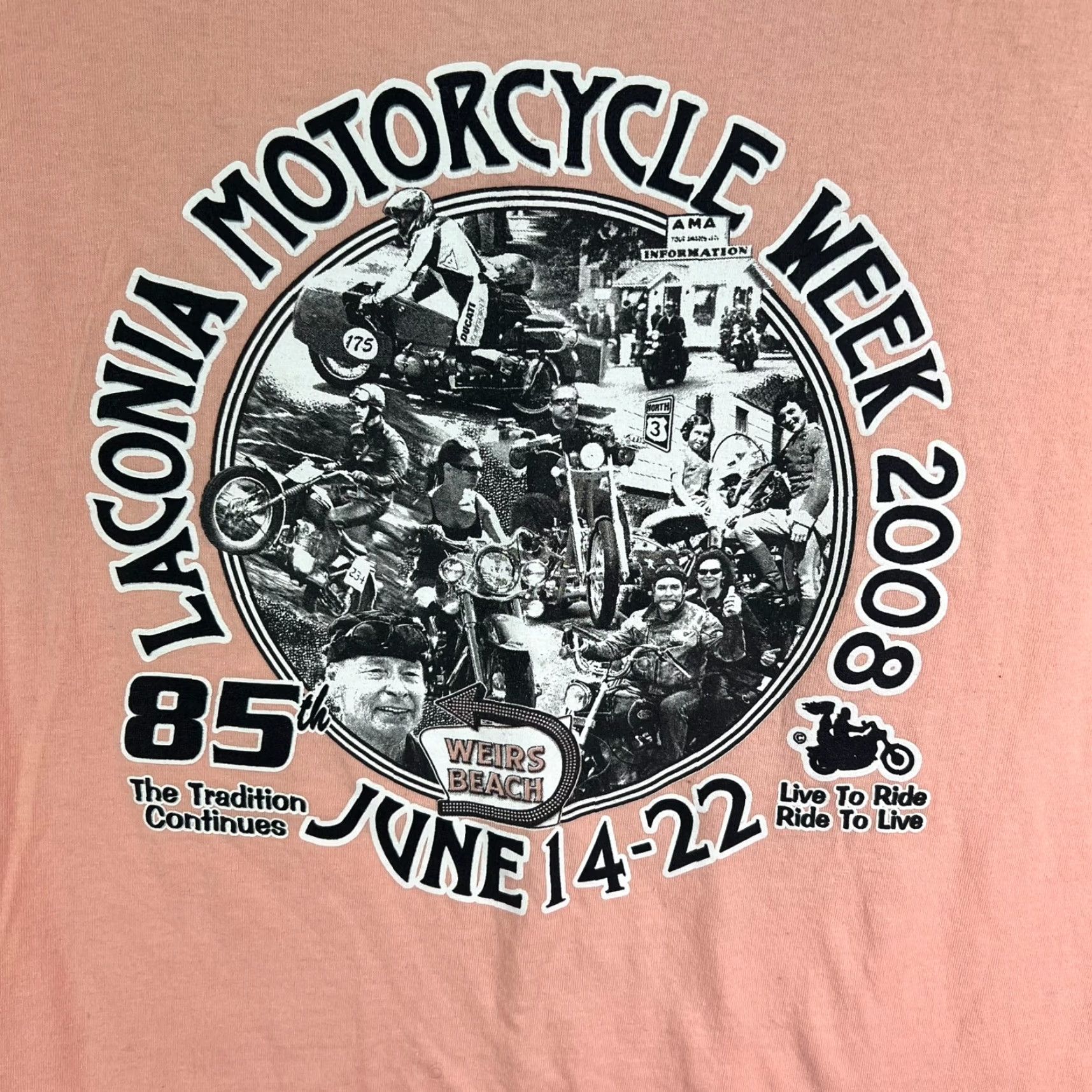 Gildan Gildan Ultra Cotton T-Shirt - Adult XL Orange - Graphic Print - 2008 Laconia 85th Motorcycle Rally - Mens Short Sleeve Size US XL / EU 56 / 4 - 2 Thumbnail