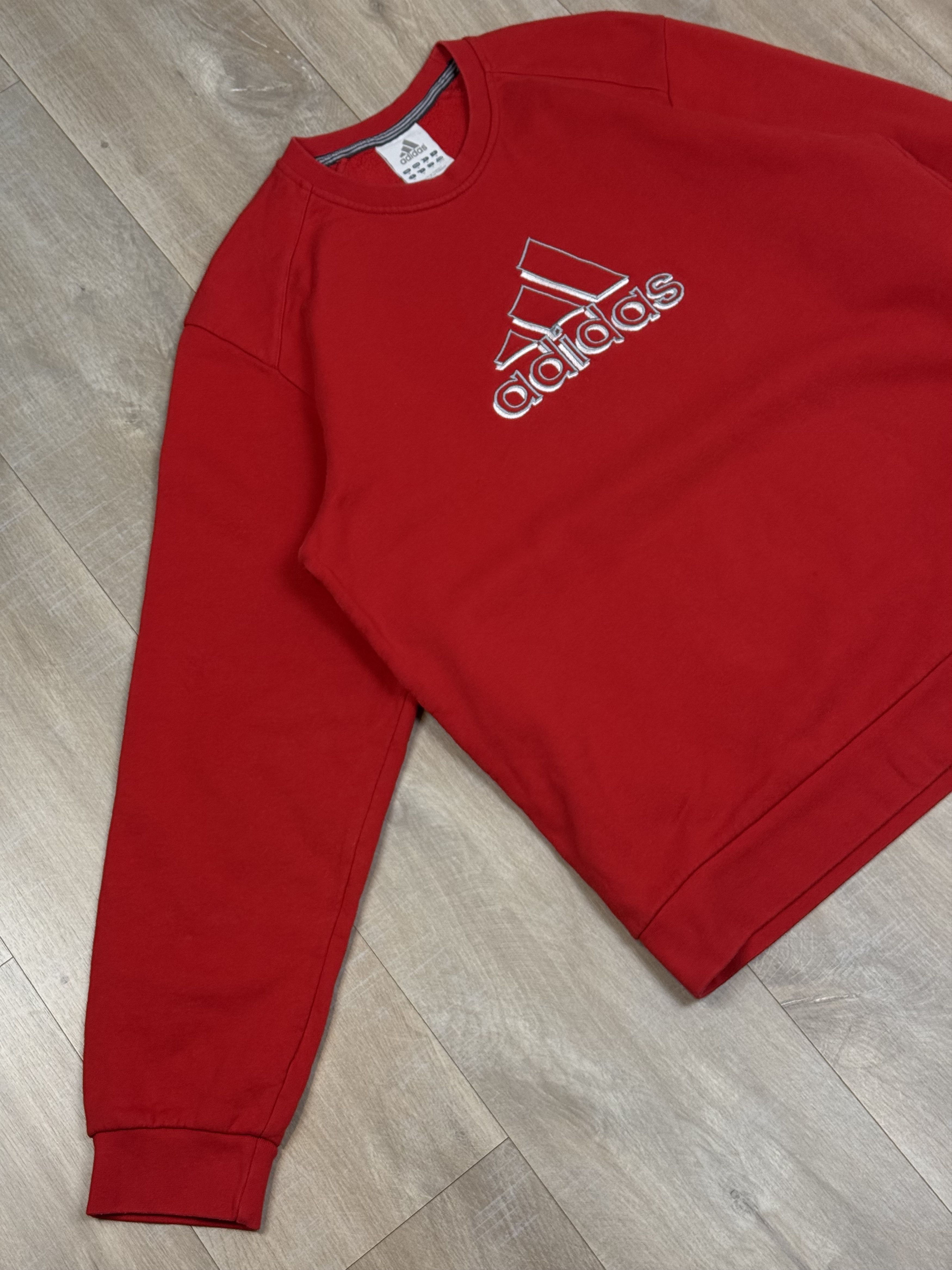 Adidas Vintage Adidas Big Logo Sweatshirt Red Size M Size US M / EU 48-50 / 2 - 2 Thumbnail