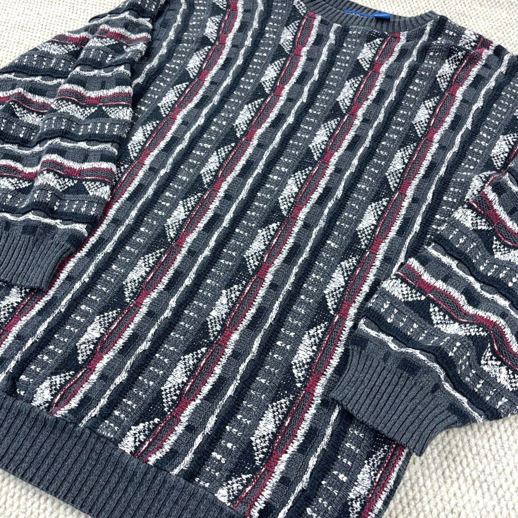 Vintage VINTAGE Men Sweater Knit 3D Gray XLT Biggie Cosby 90s Y2K 2000s Hip Hop Preppy Classic Teacher American Size US XL / EU 56 / 4 - 2 Thumbnail
