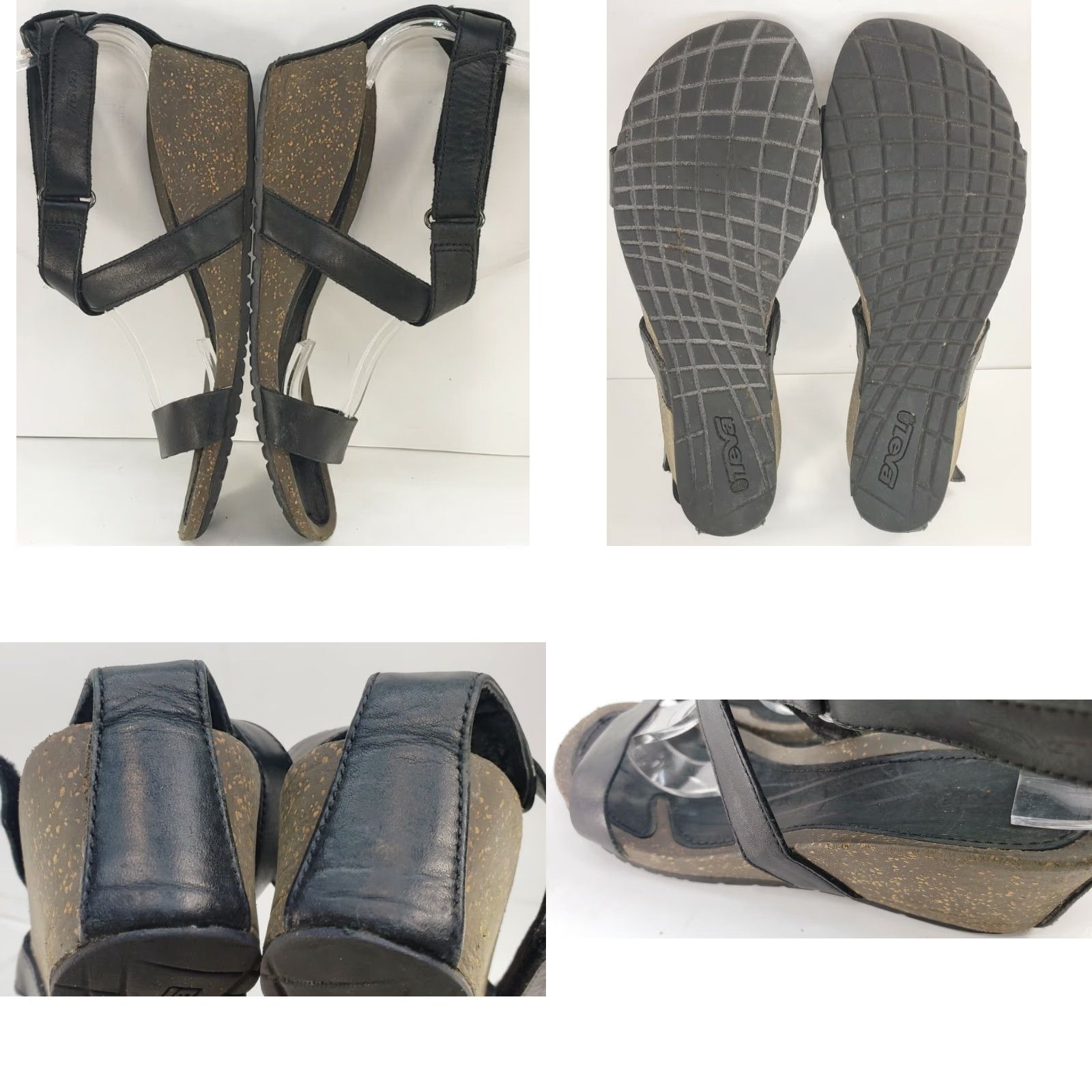 Teva Teva Cabrillo Black Leather Strap Wedge Sandals Women Size 9M EU 40 S/N 1007732 Size US 9 / IT 39 - 8 Thumbnail