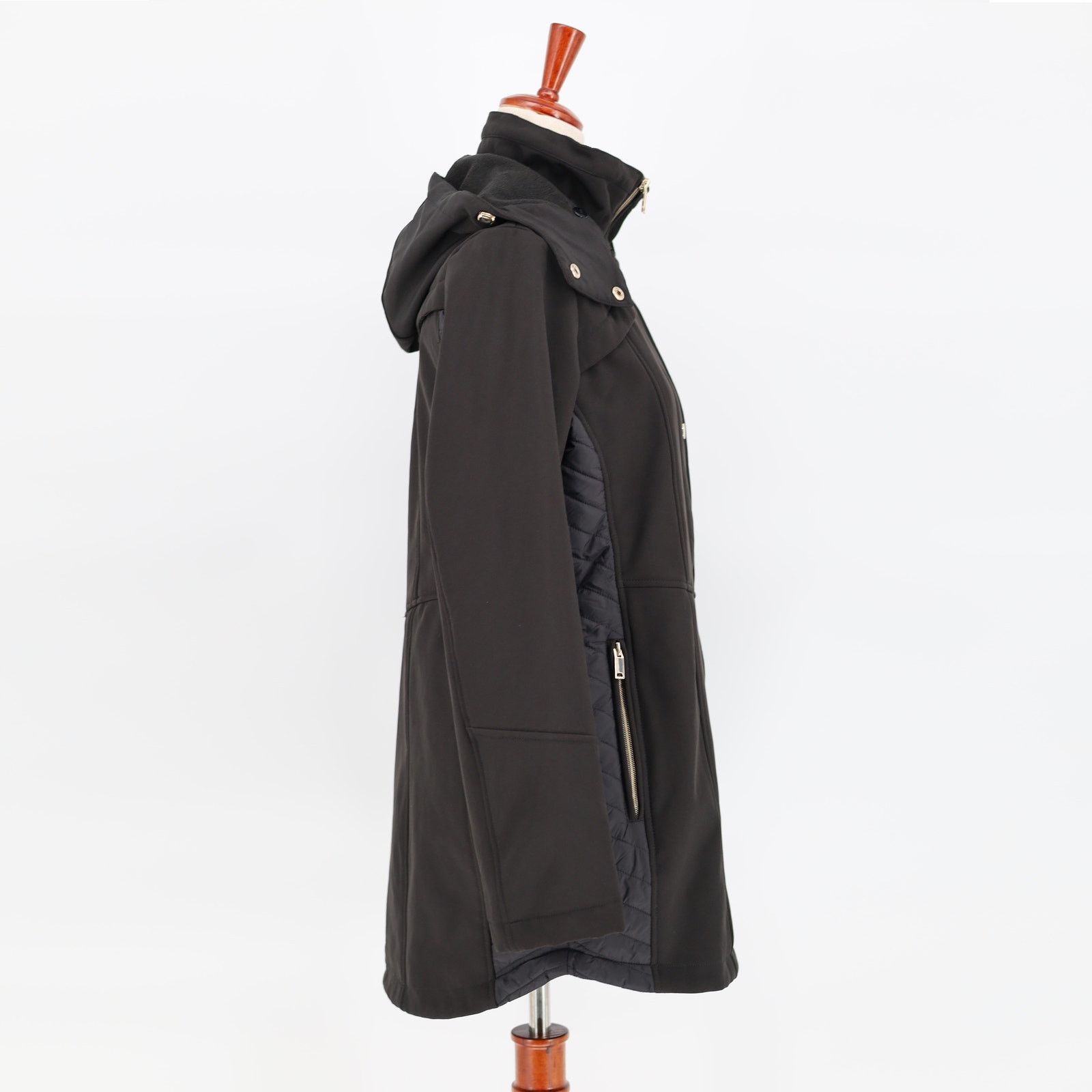 The Unbranded Brand Gallery Women Black Water Resistant Hooded Jacket Size S Size S / US 4 / IT 40 - 3 Thumbnail