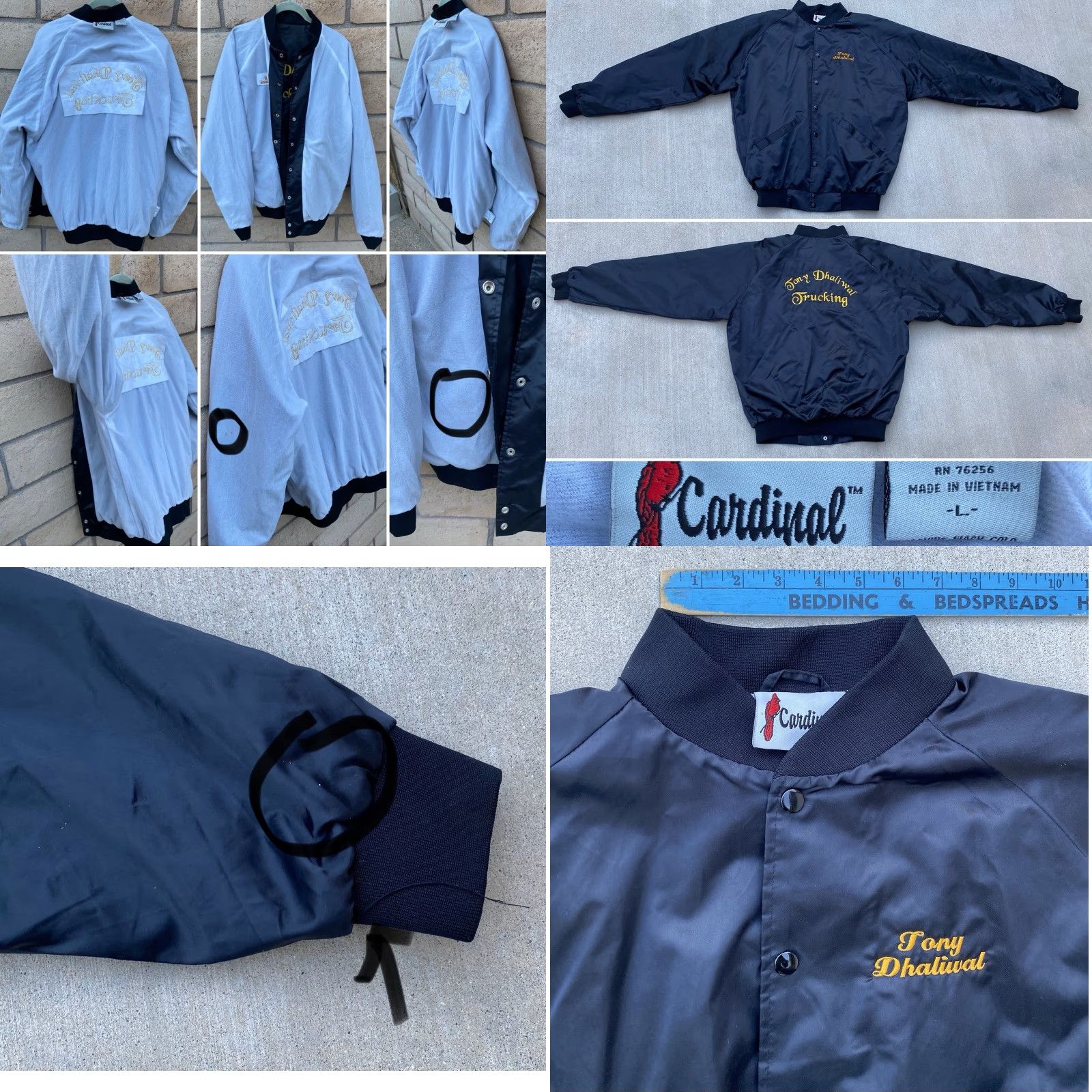 Vintage VINTAGE Cardinal Black Satin Bomber Jacket Tony Dhaliwal Trucking Size L Trucker Jacket Size US L / EU 52-54 / 3 - 10 Thumbnail