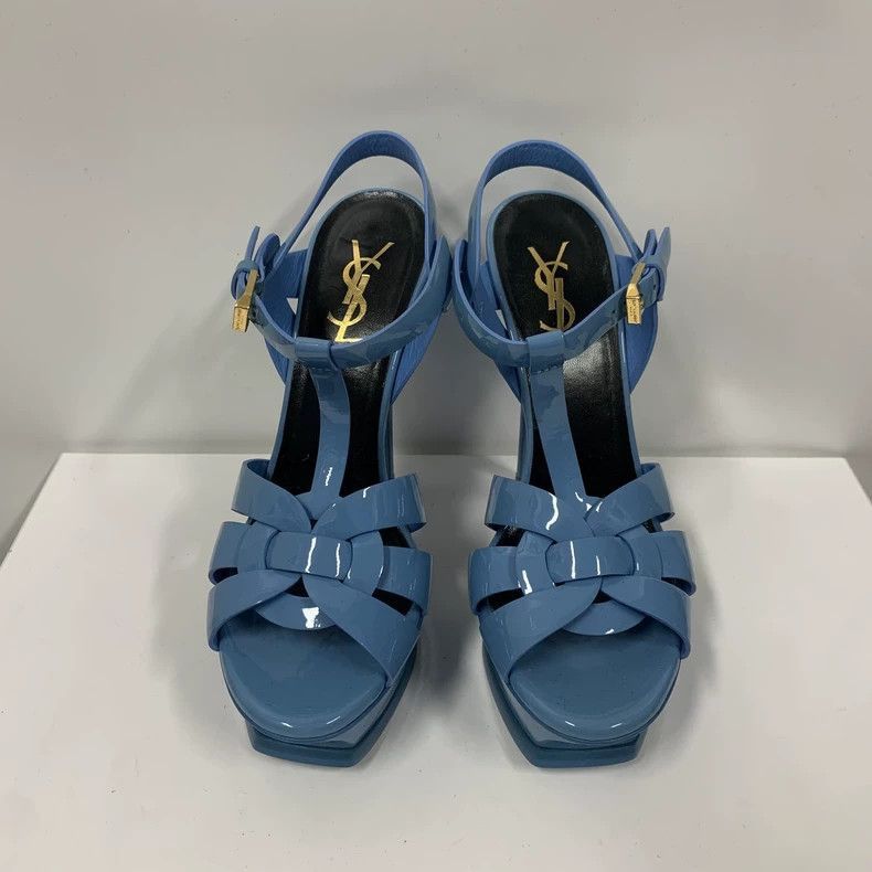 Yves Saint Laurent YSL Blue Patent Leather High Heels Size 36-2506 Size US 6 / IT 36 - 3 Thumbnail