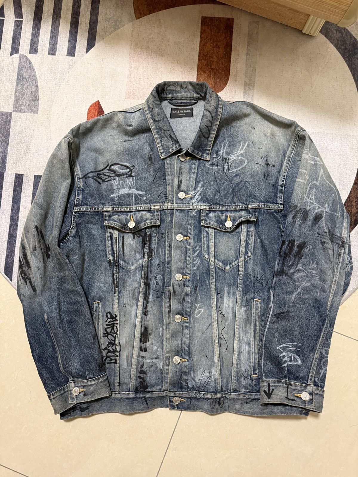 Balenciaga jacket デニム転写プリントしゃツ Balenciaga jacket デニム転写プリントしゃツ