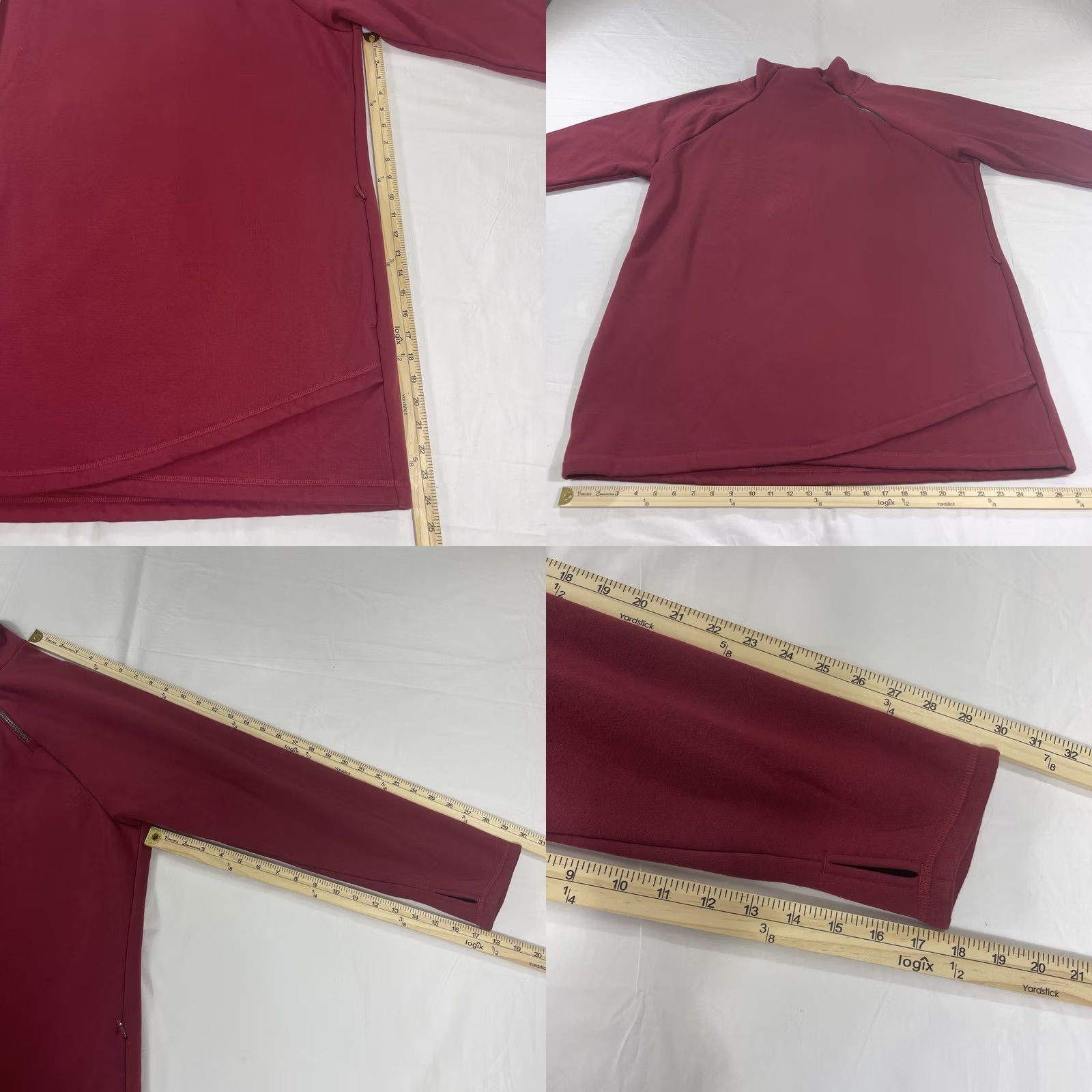 Athleta Athleta Women's 2X Cozy Karma Sweatshirt Dress Asymmetrical Burgundy Zip Pockets Dress Size XXL / US 16-18 / IT 52-54 - 8 Thumbnail