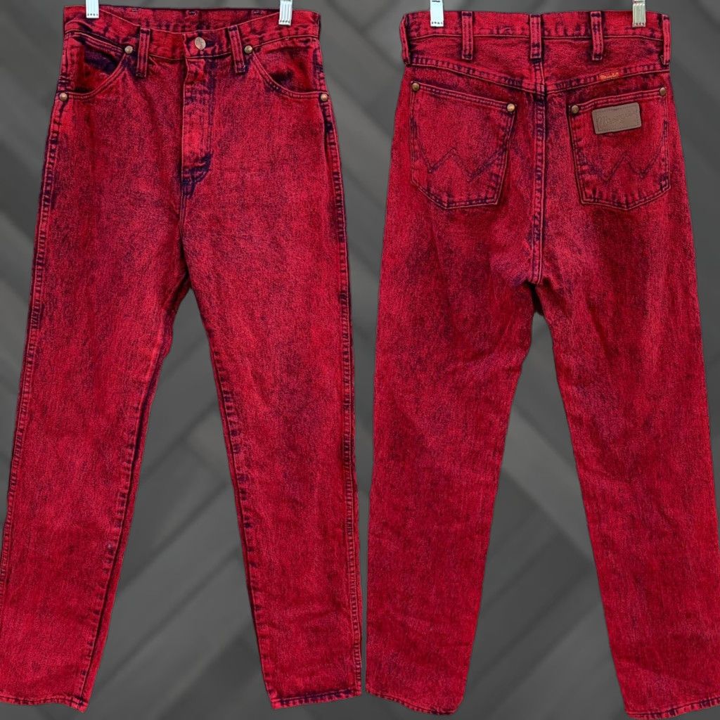 Wrangler VINTAGE Wrangler Jeans High Waist Red Acid Wash 28” X 33” Juniors Women XS-7 X 32? Size 28" / US 6 / IT 42 - 1 Thumbnail