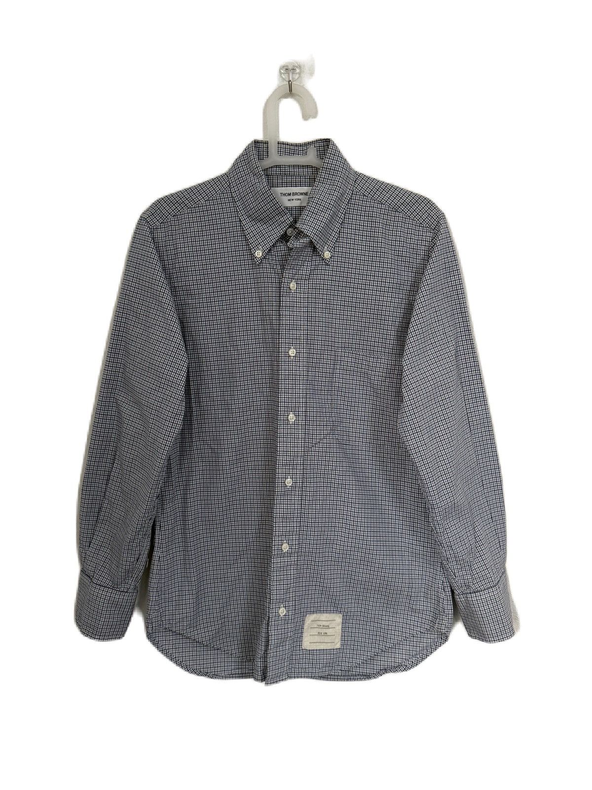 Thom Browne Thom Browne Navy Gingham Button-Down Oxford Shirt Size US S / EU 44-46 / 1 - 1 Thumbnail