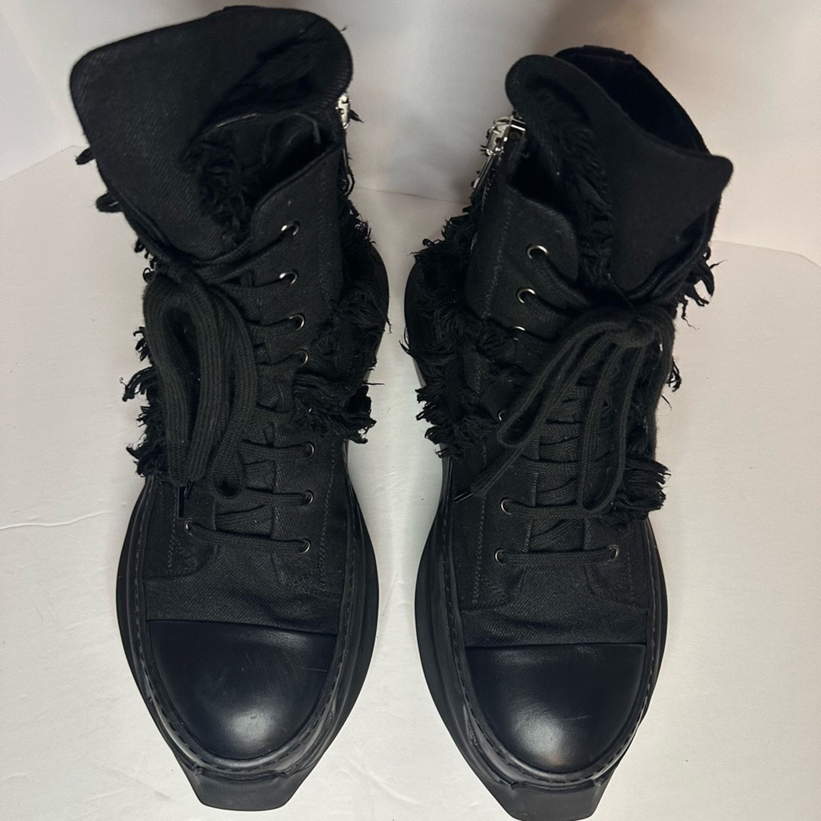 Rick Owens × Rick Owens Drkshdw Gethsemane High-Top Sneakers EU 45 Distressed Abstract Denim Size US 12 / EU 45 - 7 Thumbnail