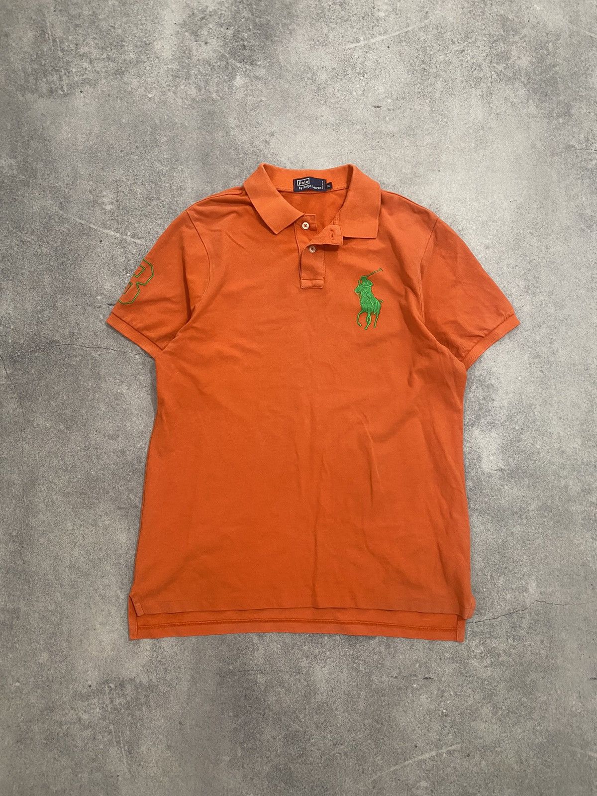 Polo Ralph Lauren × Ralph Lauren × Vintage Vintage Polo Ralph Lauren Orange 🍊 Polo Shirt Big Pony Size US XL / EU 56 / 4 - 1 Thumbnail