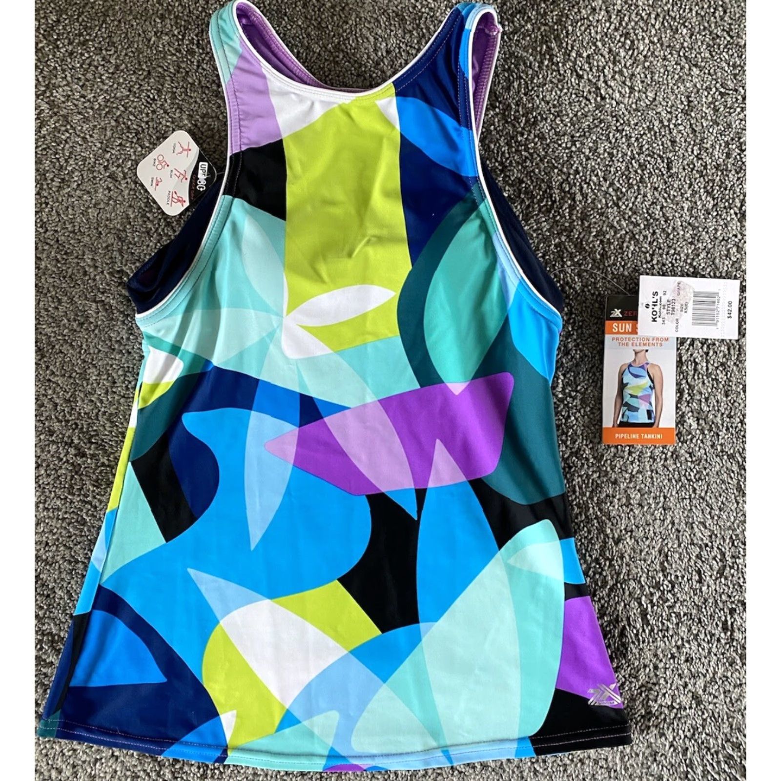 ZeroXposur NWT ZeroXposur Tankini Shirt Women’s XS Multicolor Beach Colorful Sports Sun Smart Pipeline Tankini Shirt Womens XS (6) MSRP 2 Size XS / US 0-2 / IT 36-38 - 2 Thumbnail