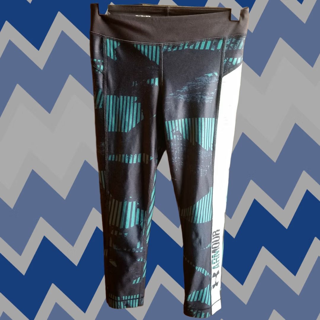 Under Armour Under Armour Compression Heat Gear Womens Black Teal Size XS Athletic Leggings Size 26" / US 2 / IT 38 - 1 Thumbnail