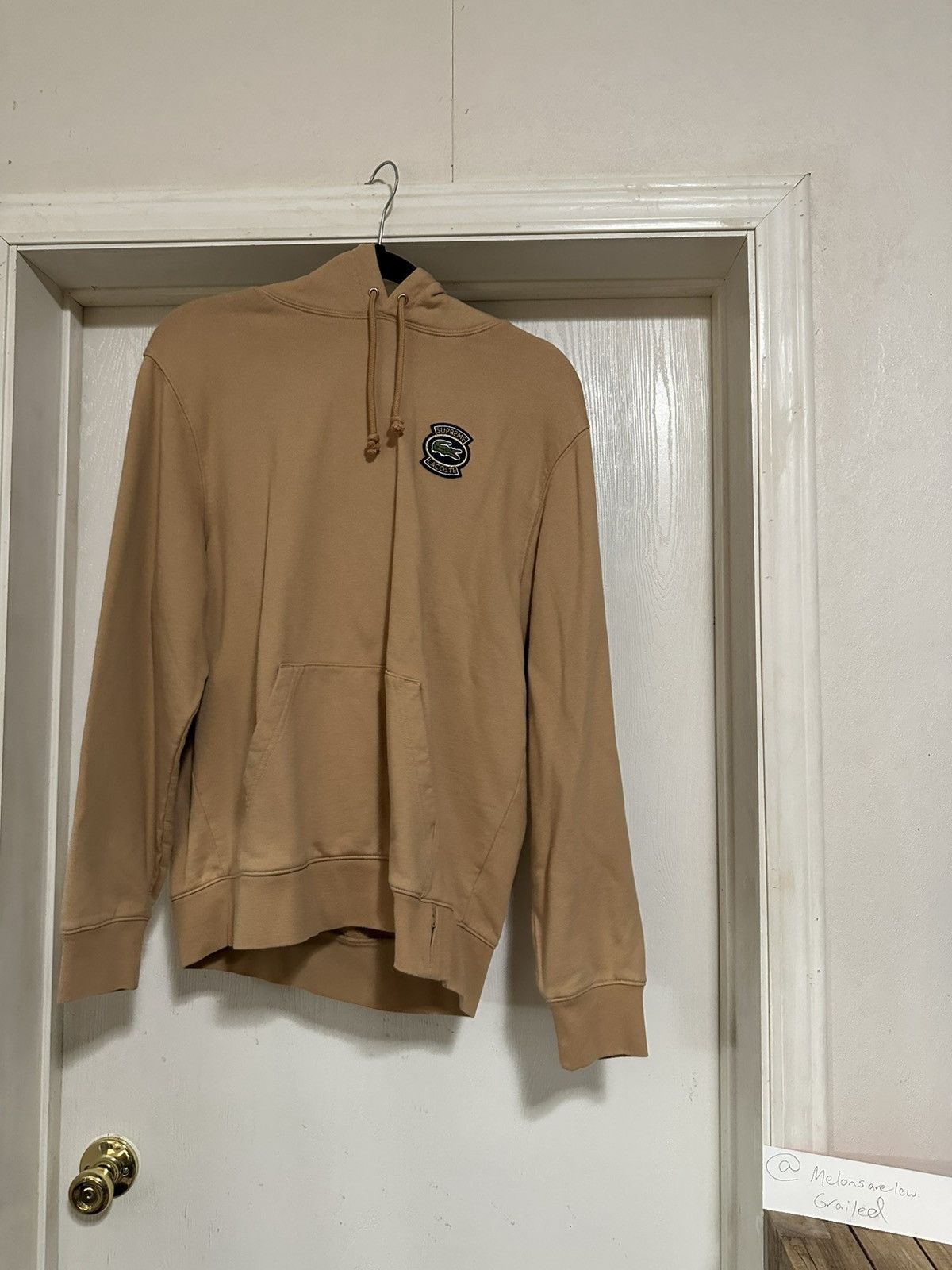 Lacoste × Supreme Supreme Lacoste Hooded Sweatshirt - Tan, Medium Size US M / EU 48-50 / 2 - 1 Thumbnail