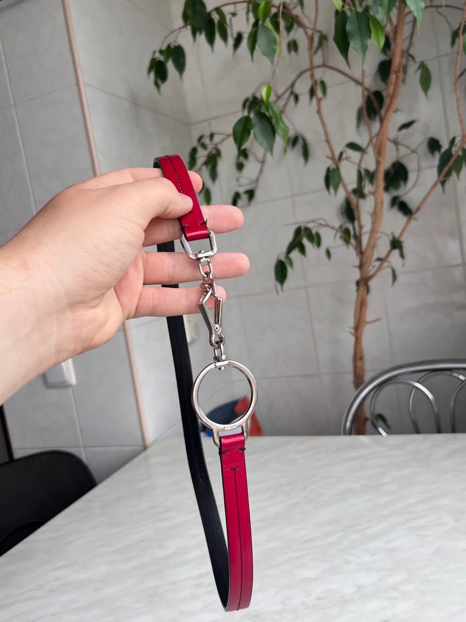 Prada × Vintage PRADA Womens Logo Buckle Belt y2k grunge red leather Size ONE SIZE - 9 Thumbnail