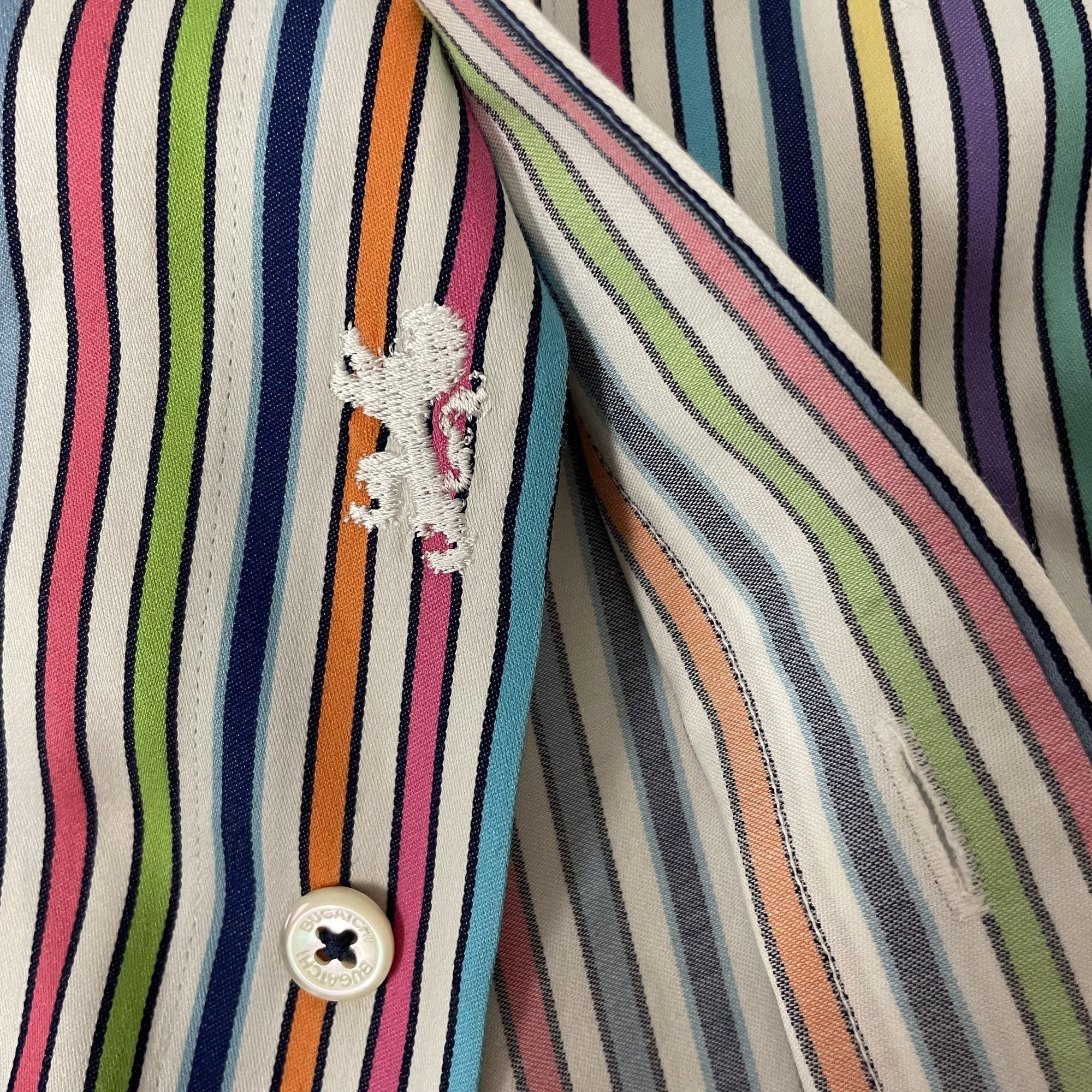 BUGATCHI Bugatchi Bold RAINBOW STRIPE Button Up Spread Collar Shirt Size US L / EU 52-54 / 3 - 4 Thumbnail