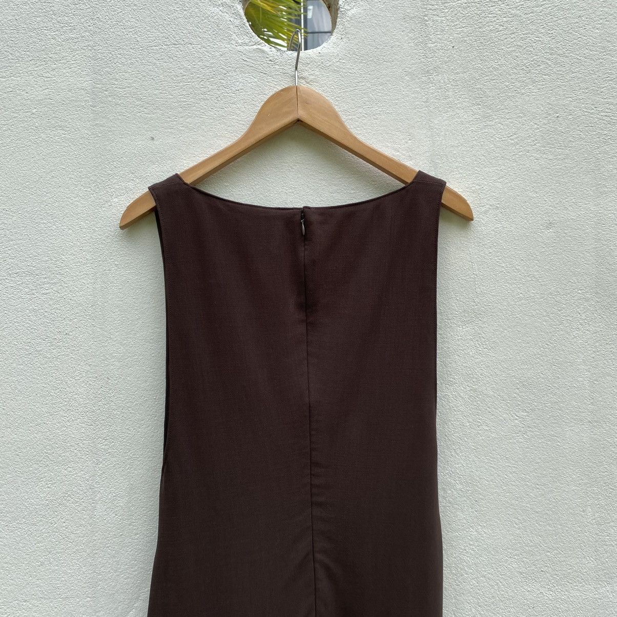 Y's Y’s Brown Deep V-Neck Sleeveless Midi Dress Size M / US 6-8 / IT 42-44 - 12 Thumbnail