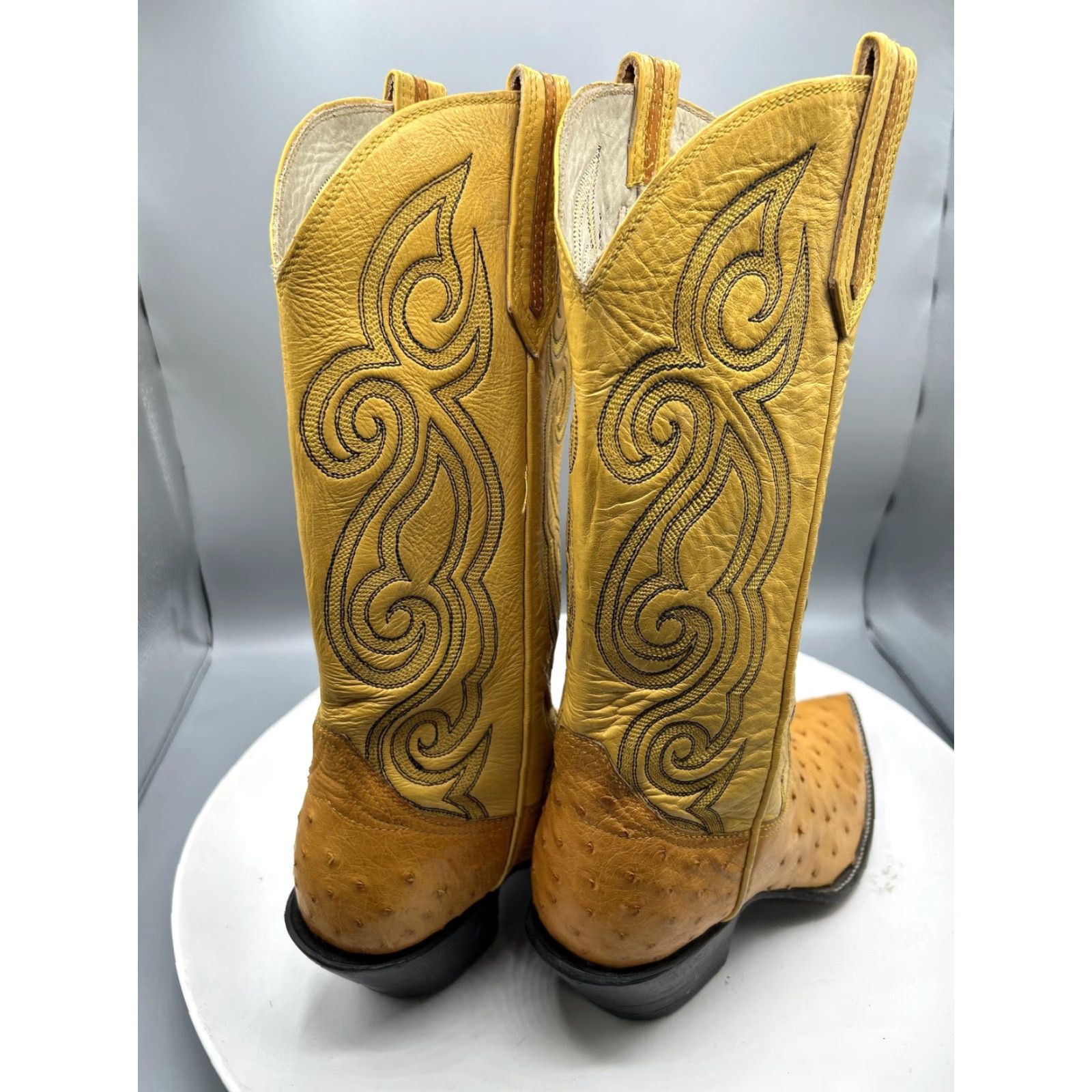 Vintage Ostrich Leather Cowboy Boots 5 Women's Full Quill Yellow Point Western Cowboy Western Leather Outsole Leather Heel Stacked Size US 5 / IT 35 - 5 Thumbnail