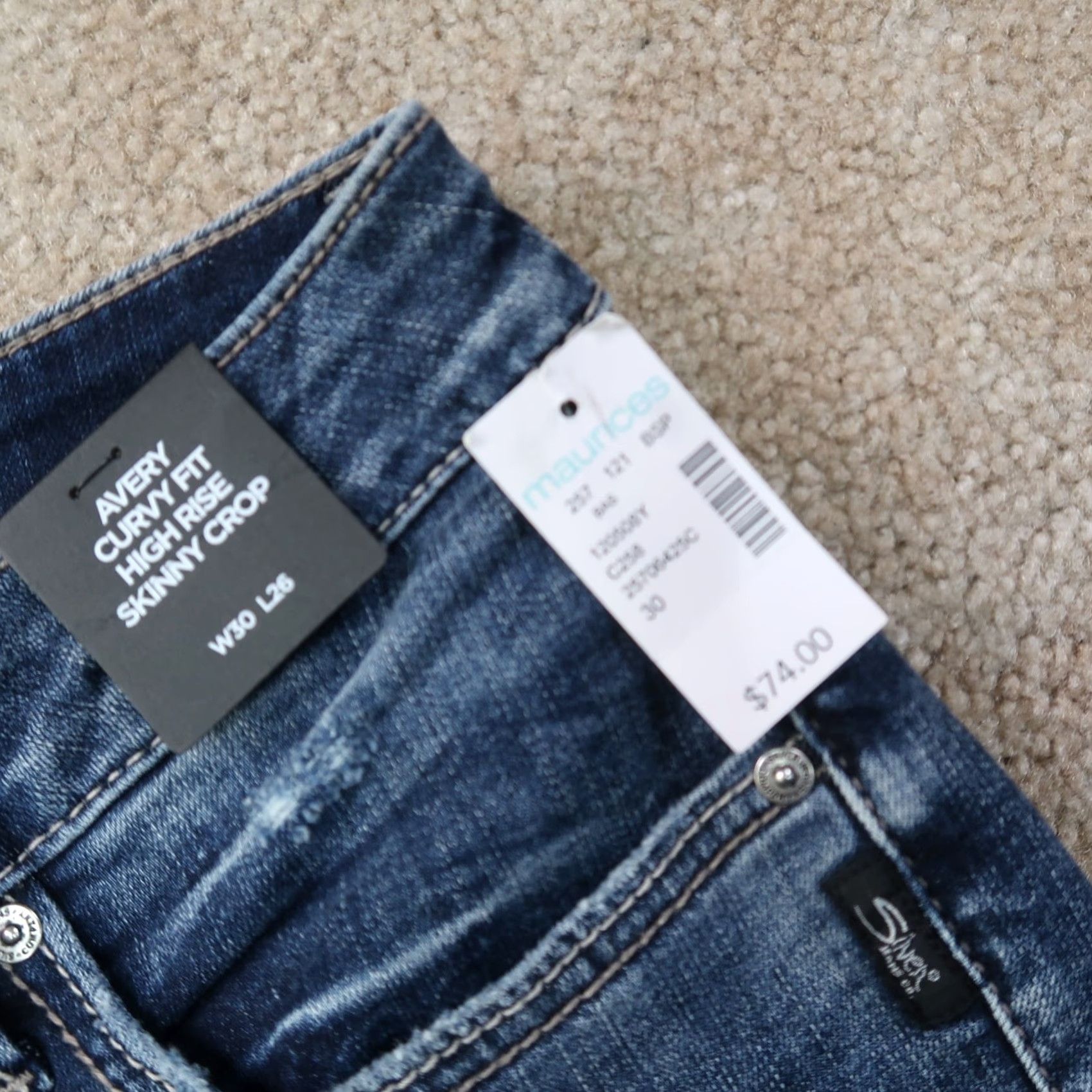 Silver Jeans Co. Silver Jeans Slim Skinny Crop Jeans Women's 30x26 Blue Denim NEW Slim Stretch Cotton Blend 5-Pocket Zippered Size 30" / US 8 / IT 44 - 5 Thumbnail