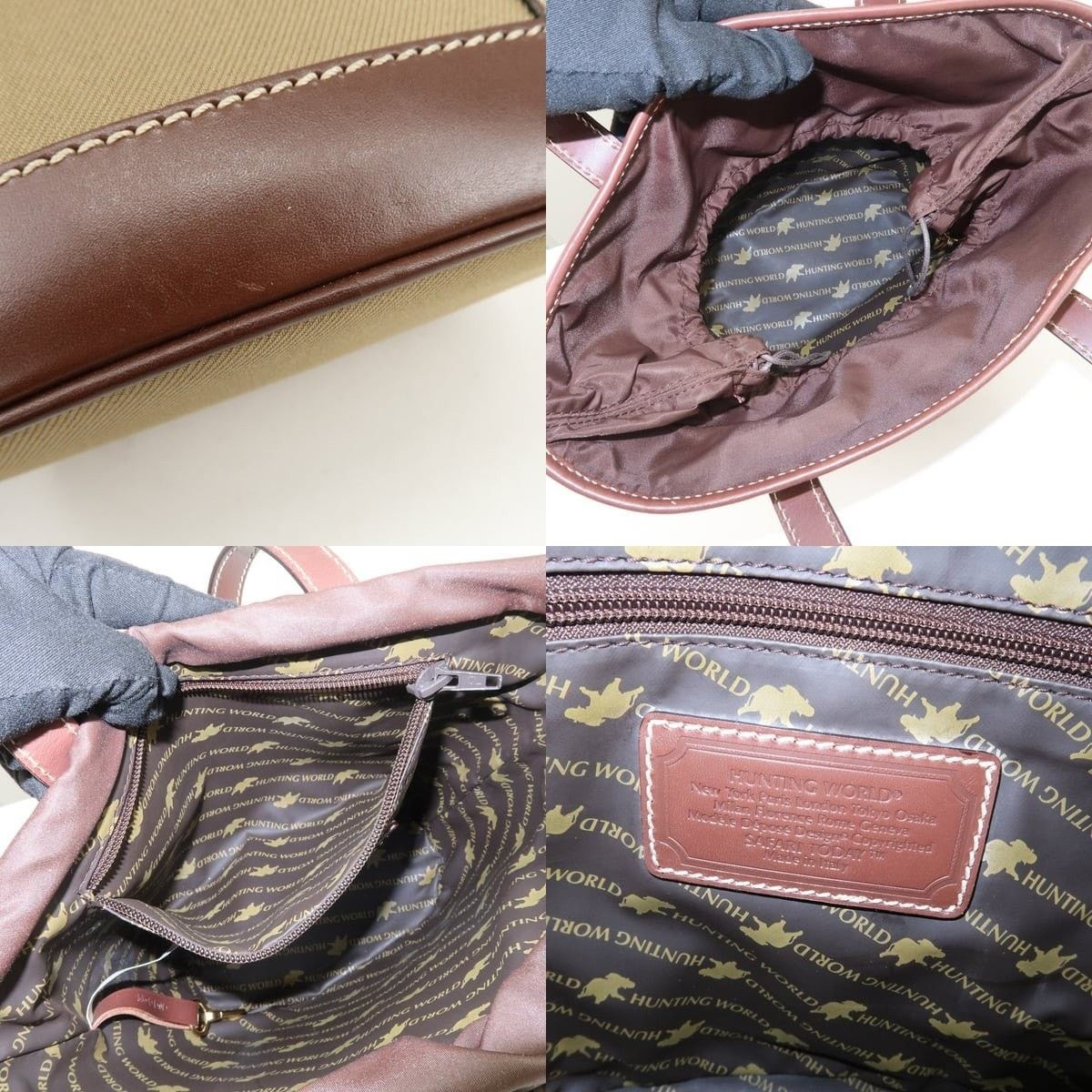 Huntington Hunting World Canvas & Leather Tote Tan Size ONE SIZE - 7 Thumbnail