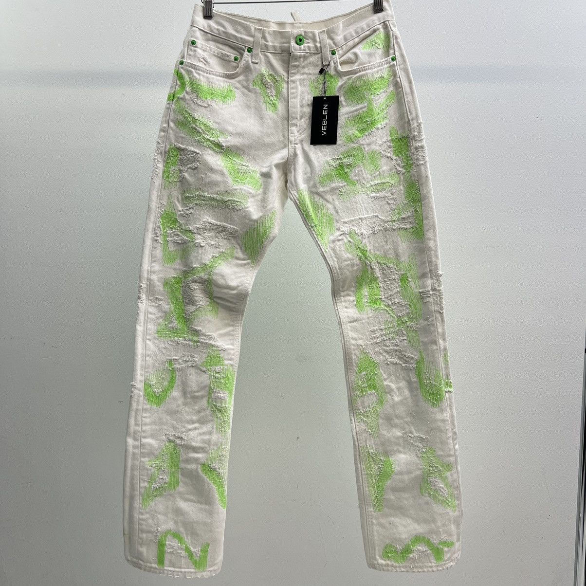 Endless Endless White Green Boro Denim Size US 30 / EU 46 - 1 Thumbnail