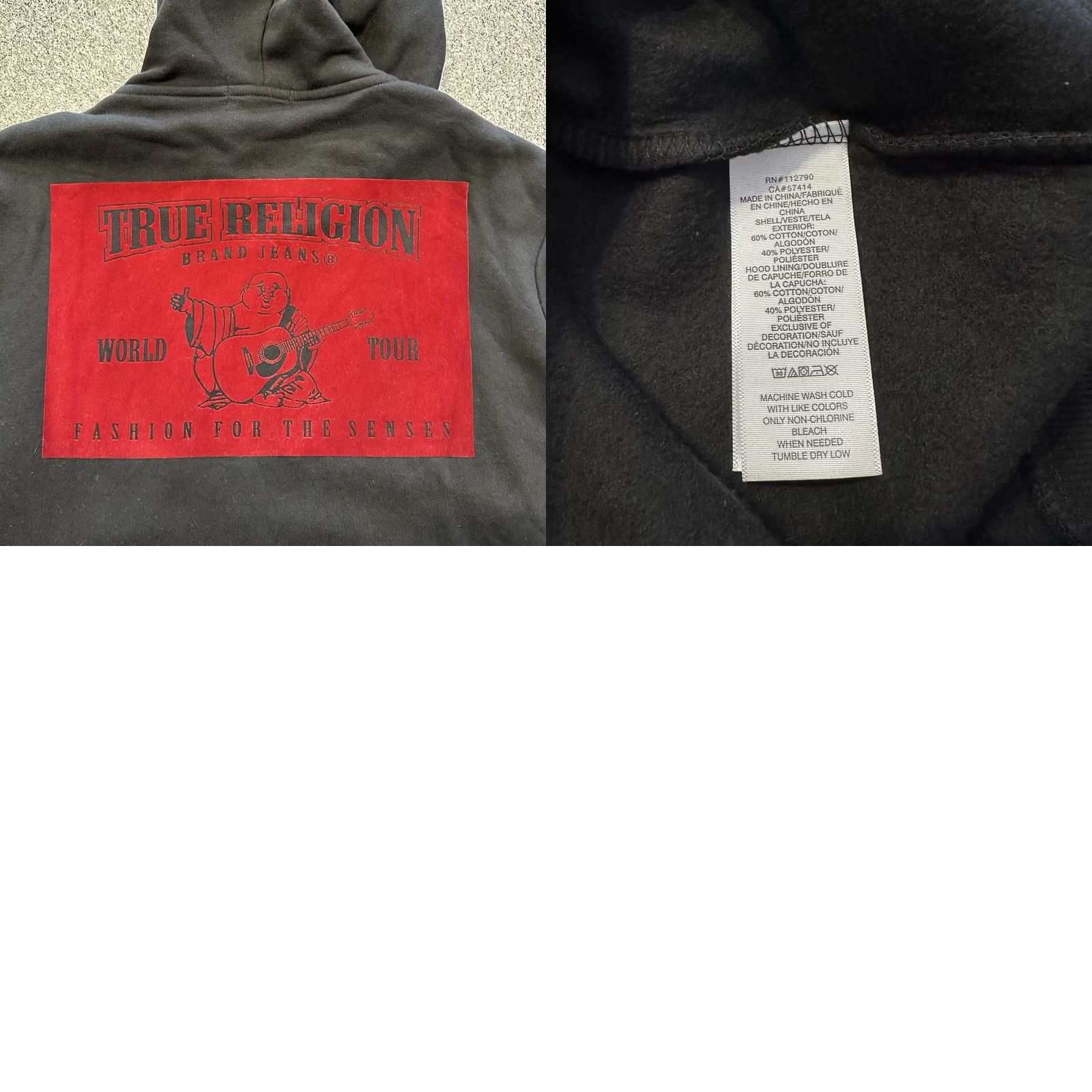 True Religion True Religion Hoodie Mens XL Black Solid World Tour Logo Full Zip 700018 Size US XL / EU 56 / 4 - 8 Thumbnail