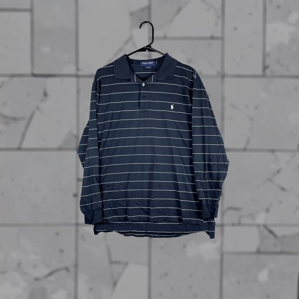 Polo Ralph Lauren Polo Ralph Lauren Polo Shirt Mens Medium Blue Stripe Golf Long Sleeve Size US M / EU 48-50 / 2 - 1 Thumbnail