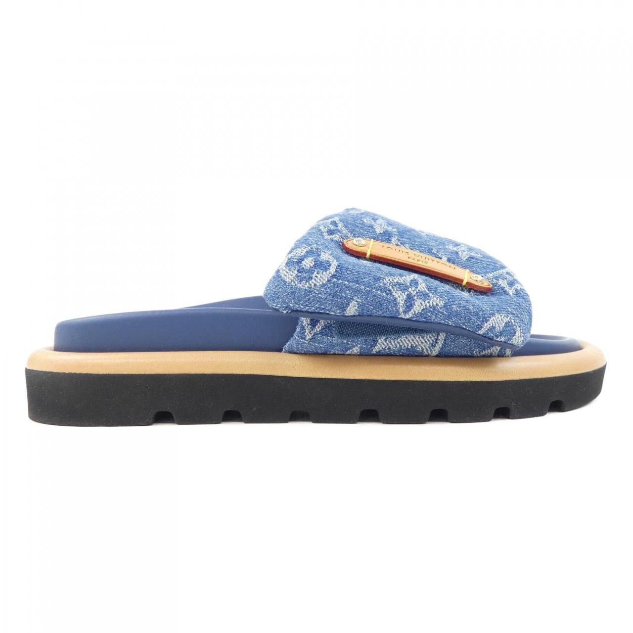 Louis Vuitton Louis Vuitton Louis Vuitton Pool Pillow Line Mule Monogram Denim Sandals Textile Shoes DUTY FREE for USA Size ONE SIZE - 1 Thumbnail