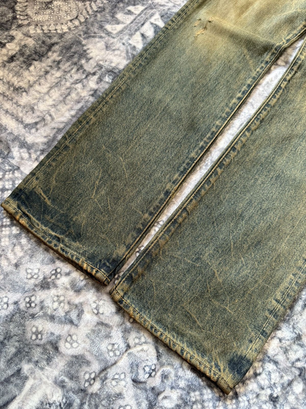 Le Grande Bleu (L.G.B.) Antgauge Japan Asymmetrical Cut & Sew Mud Wash Jeans Size US 32 / EU 48 - 8 Thumbnail