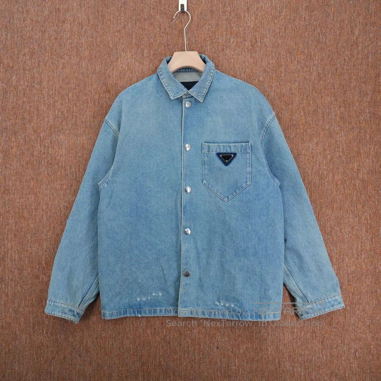Prada prada triangle logo distressed denim jacket. Size US XL / EU 56 / 4 - 1 Thumbnail