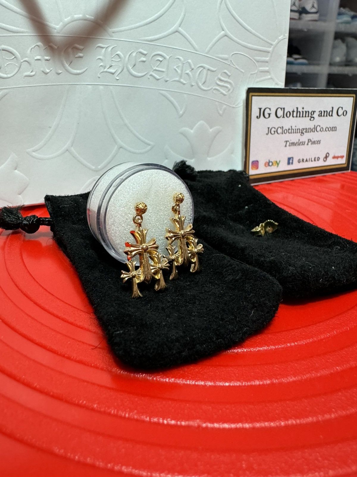 Chrome Hearts Chrome Hearts Triple Cross Earrings Gold Size ONE SIZE - 3 Thumbnail