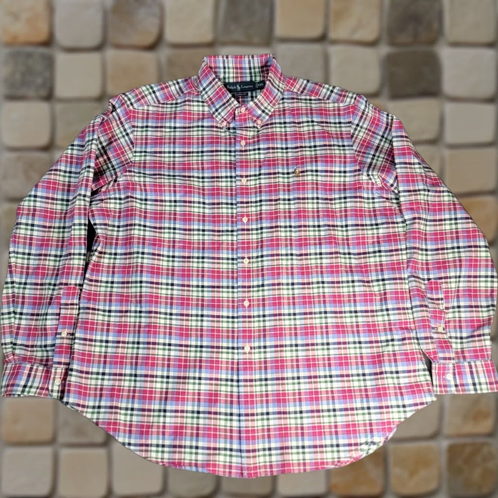 Polo Ralph Lauren Shirt Mens 2XL Multicolor Plaid Button Down Ss Pony Classic Regular, Men's (Size Xxl)