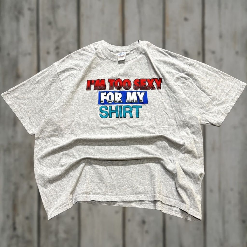 Gildan I'm Too Sexy For My Shirt T-Shirt Men's 2XLT Gildan Cotton Blend Meme Gray Mens 2XLT Shirt Shirt Gray Meme Vintage? Size US XXL / EU 58 / 5 - 1 Thumbnail