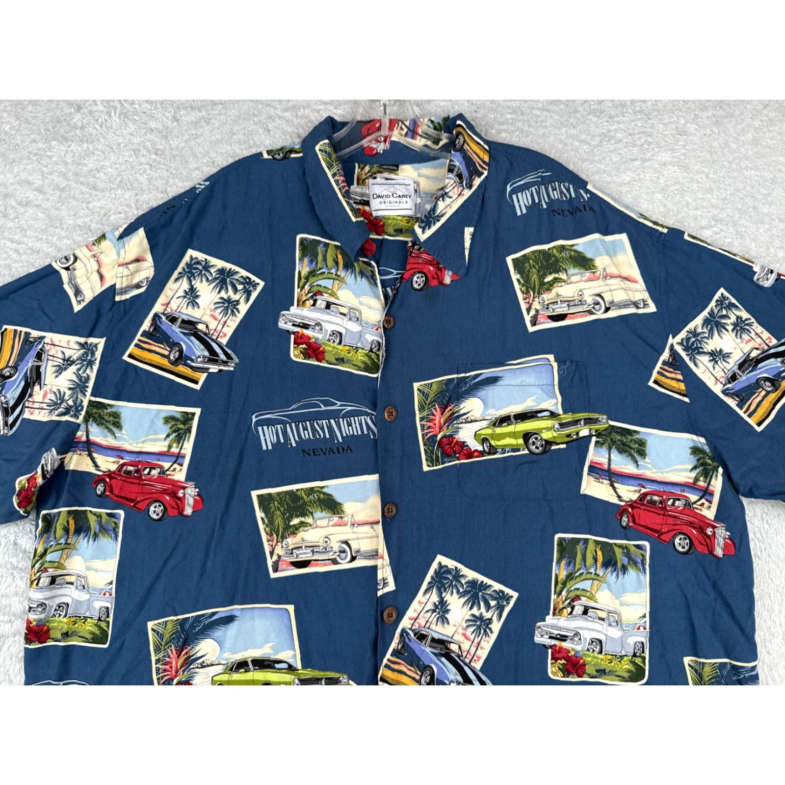 Vintage VINTAGE David Carey Shirt Adult 3XL Blue Cars Hawaiian Nostalgic Car Show Mens 3XL Blue Shirt Size US XXL / EU 58 / 5 - 4 Thumbnail